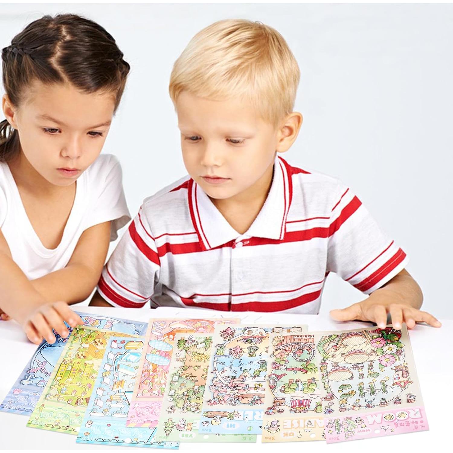 8 Juegos de Pegatinas 3D Genérico Animales Reutilizables