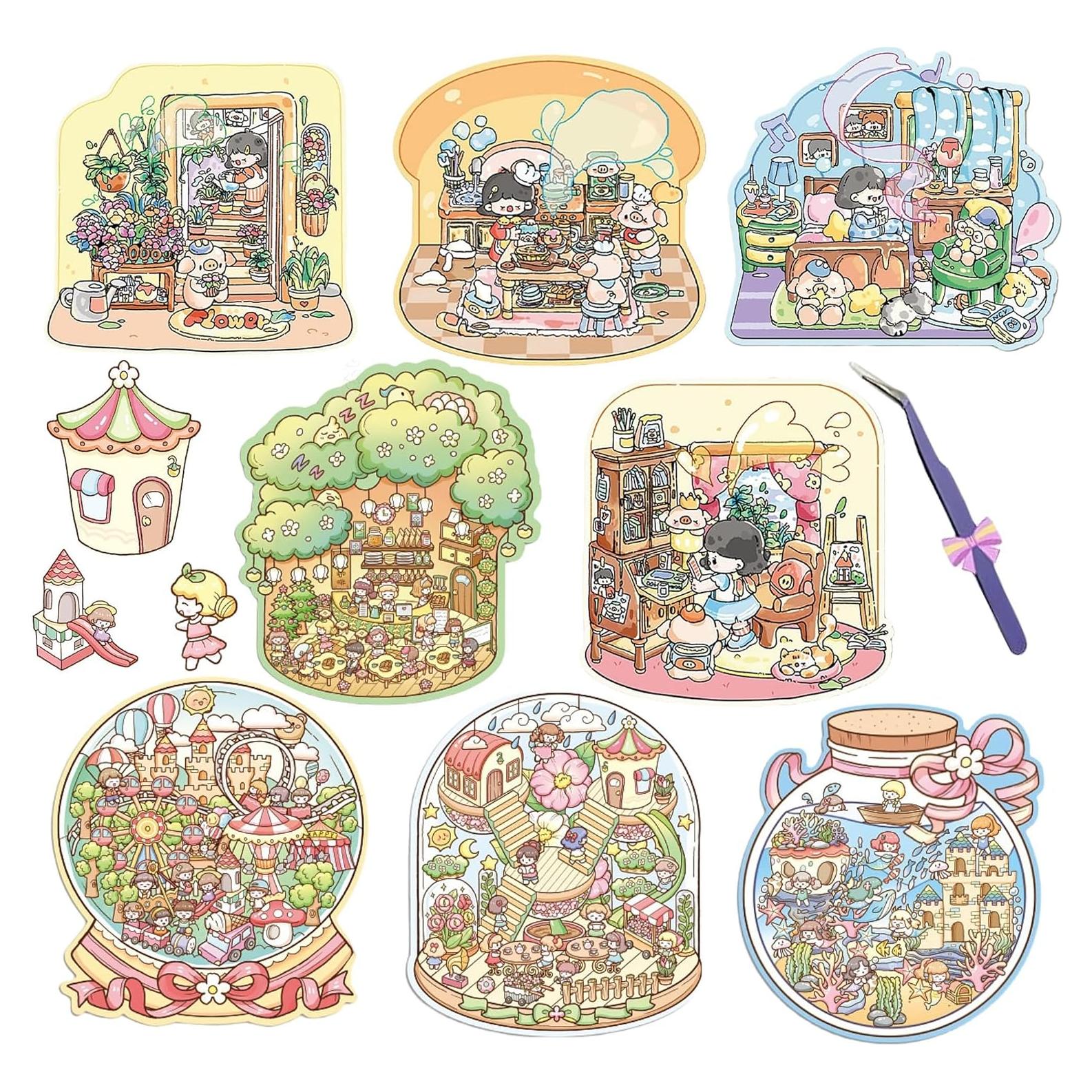 Kit de Pegatinas 3D DIY DSNJPZX - Escenas Creativas para Niños y Adultos