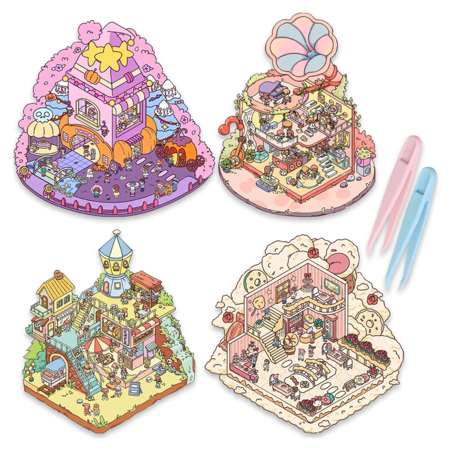 Paquete de 4 Libros de Stickers 3D NiXianLinGo - Diversión Mágica