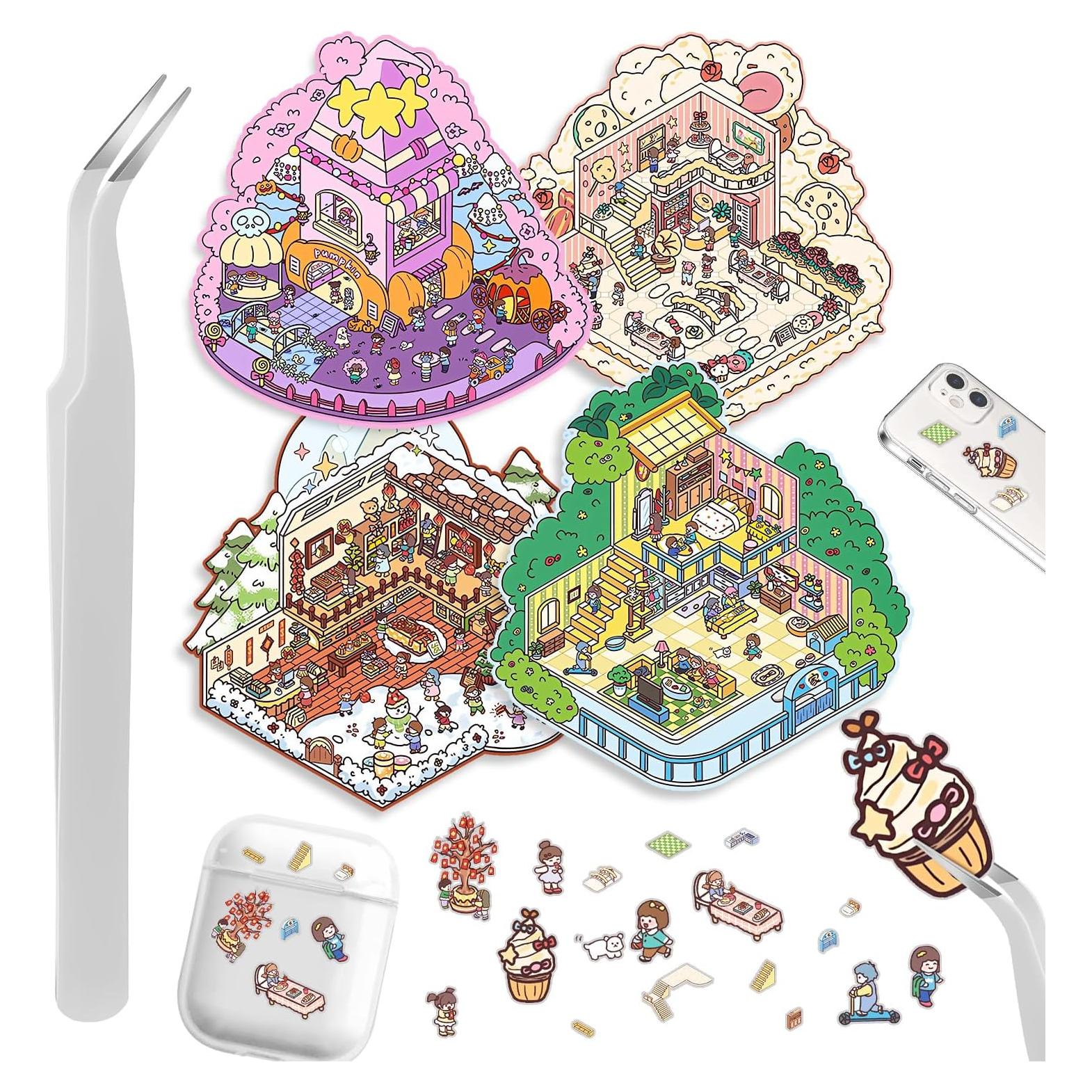 Pegatinas 3D DIY Yaozyety - 4 Conjuntos Casa Grande Reutilizables