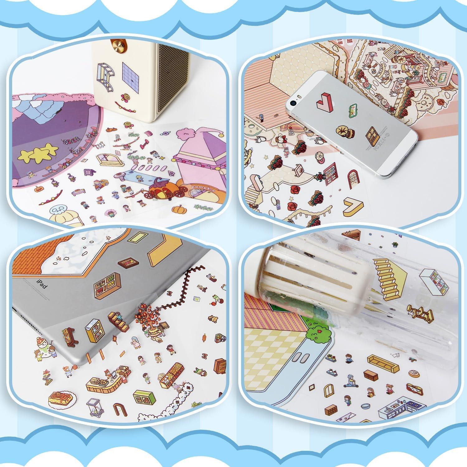 Pegatinas 3D DIY Yaozyety - 4 Conjuntos Casa Grande Reutilizables