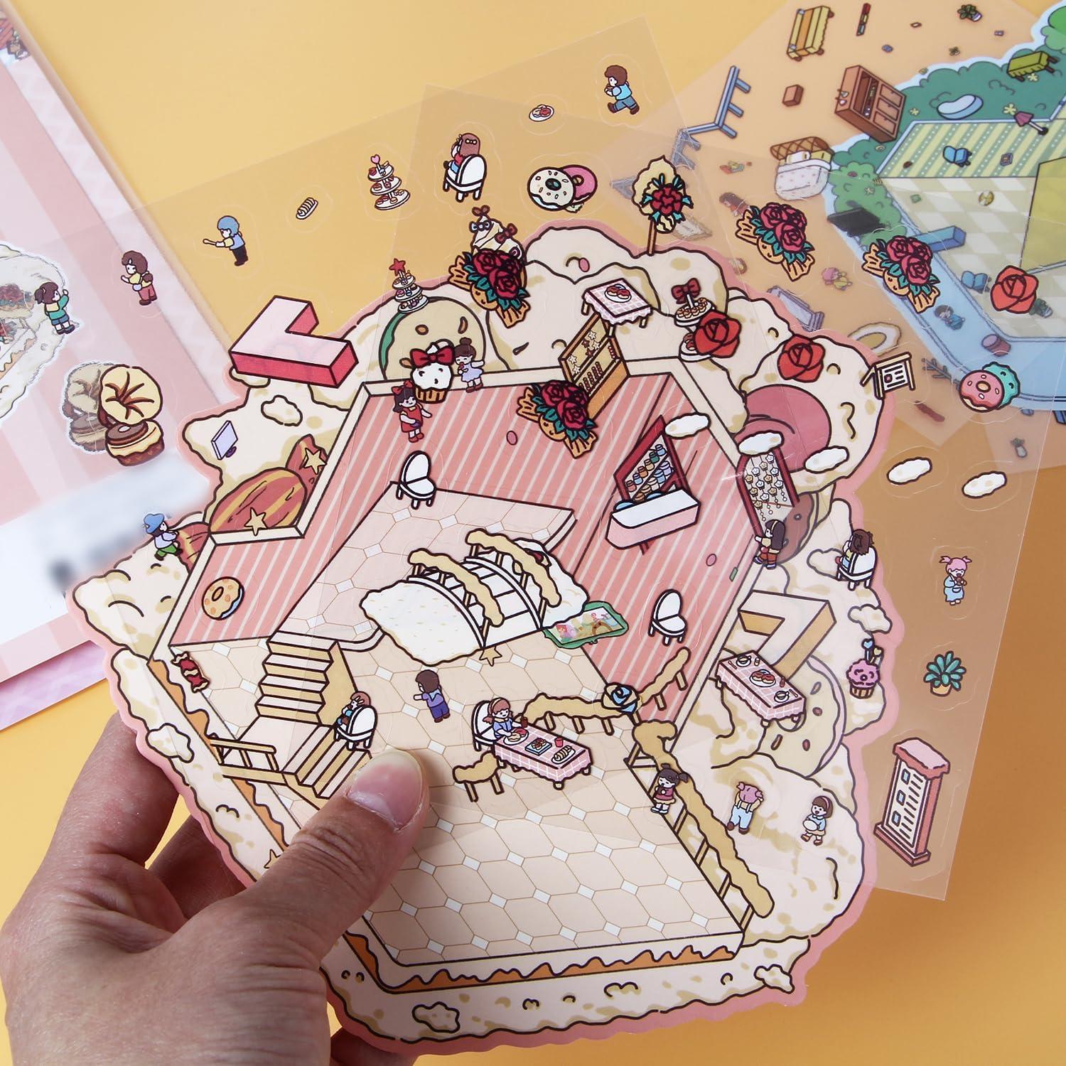 Pegatinas 3D DIY Yaozyety - 4 Conjuntos Casa Grande Reutilizables