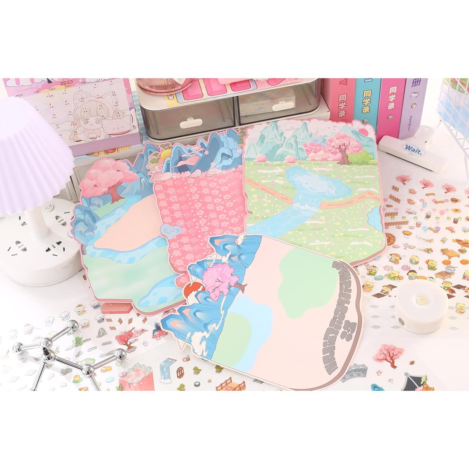 Pegatinas 3D DIY Genérico - Escenas de Isla de Flor Durazno