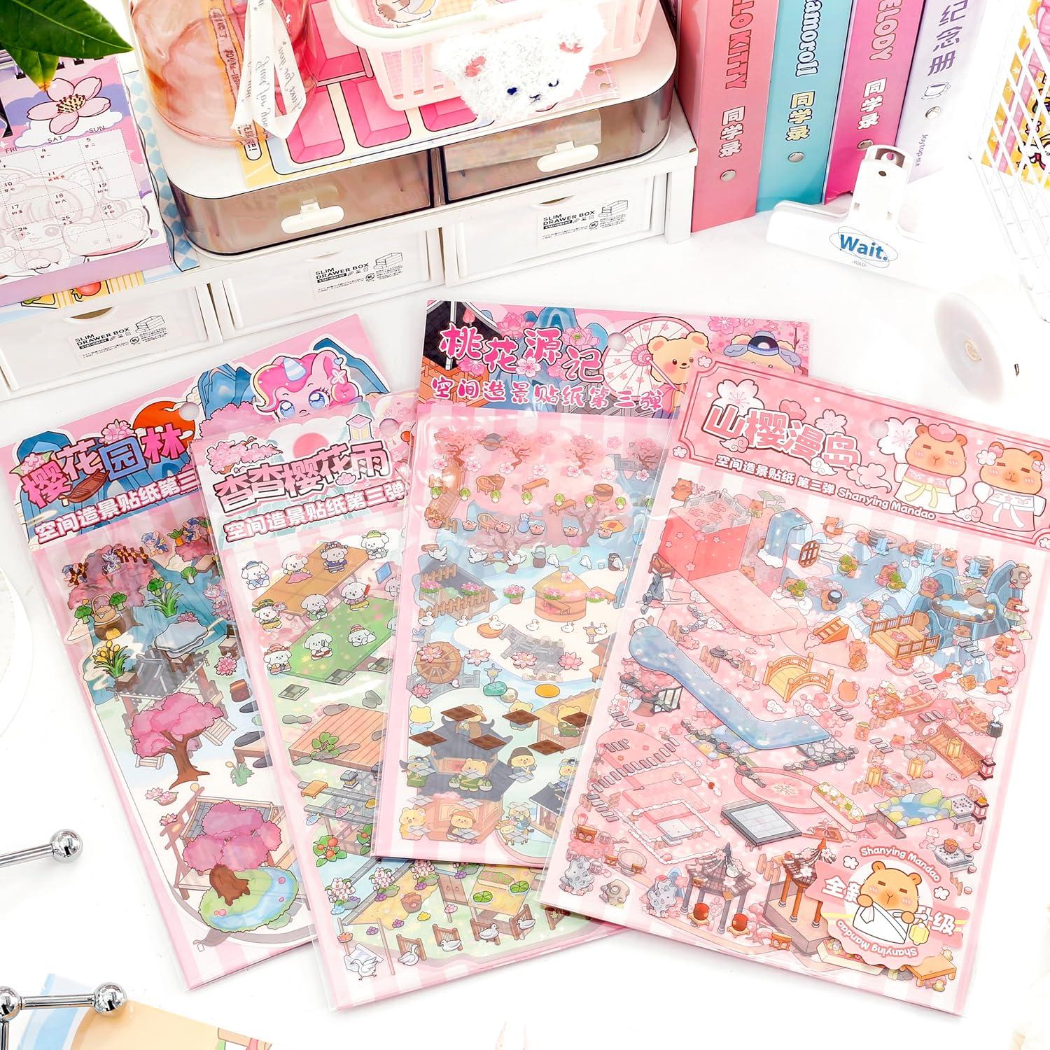 Pegatinas 3D DIY Genérico - Escenas de Isla de Flor Durazno