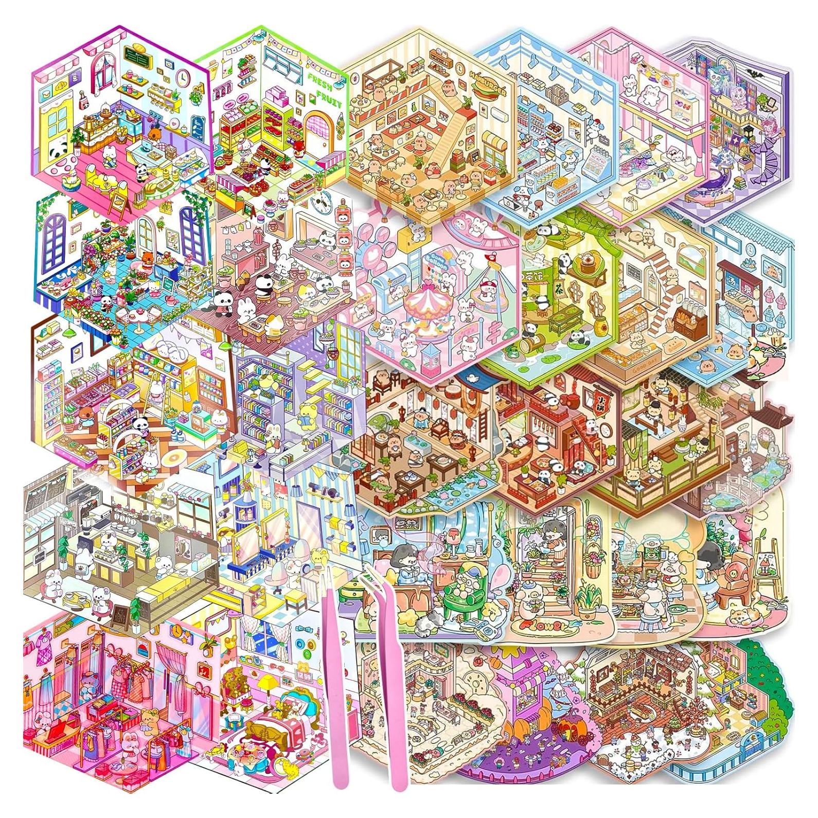 Kit de Pegatinas 3D Wiskowee 30 Sets Miniatura Terapia