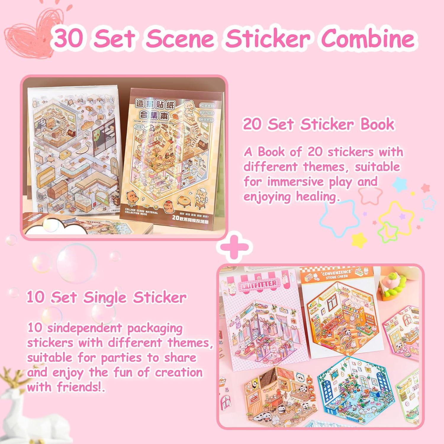 Kit de Pegatinas 3D Wiskowee 30 Sets Miniatura Terapia