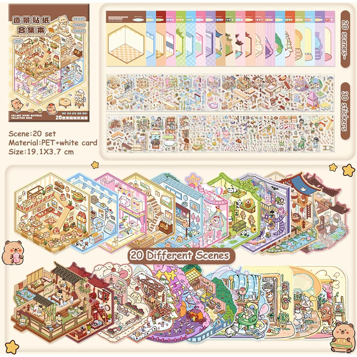 Kit de Pegatinas 3D Wiskowee 30 Sets Miniatura Terapia