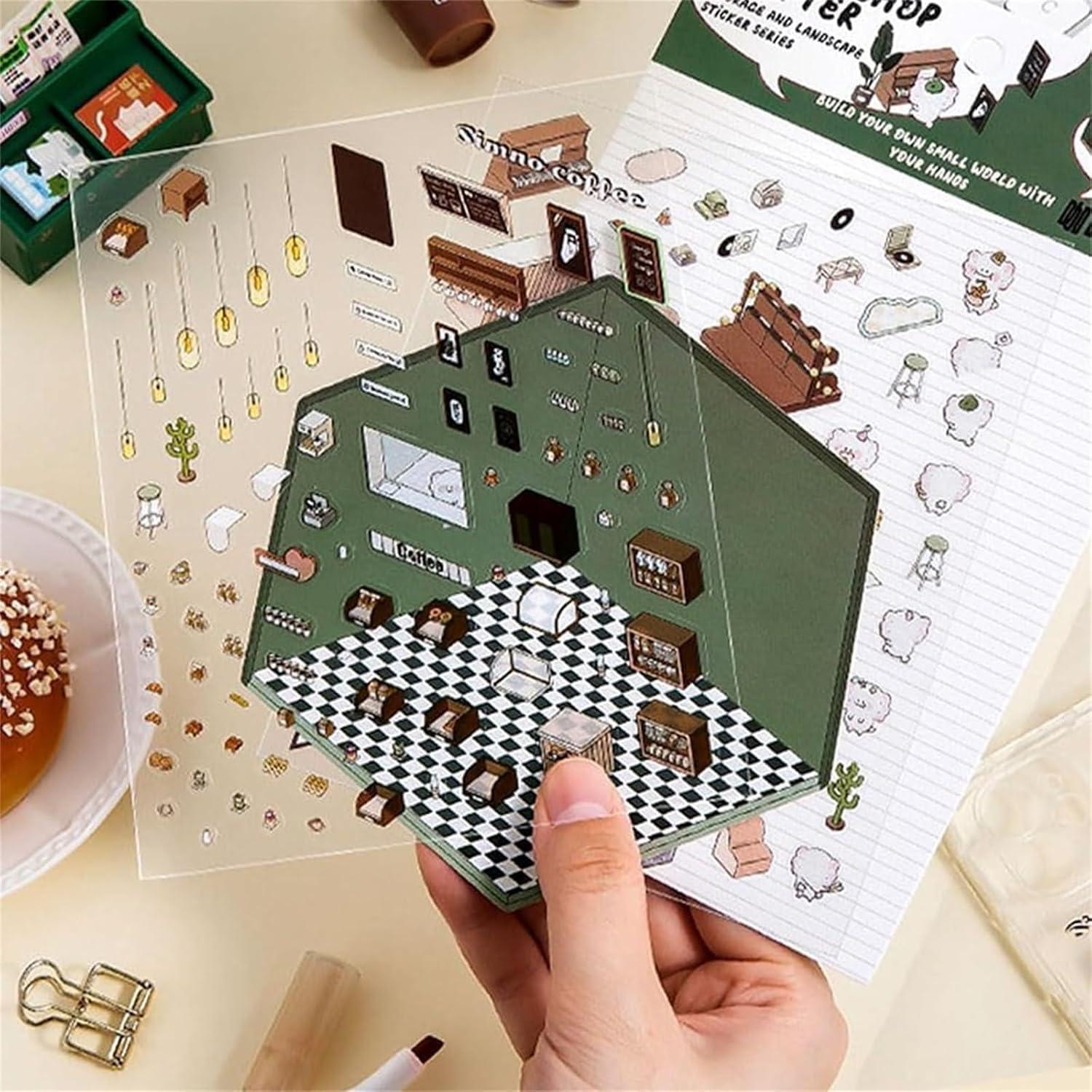 4 Sets Stickers 3D DIY Genérico Escenas Caricaturas Anime