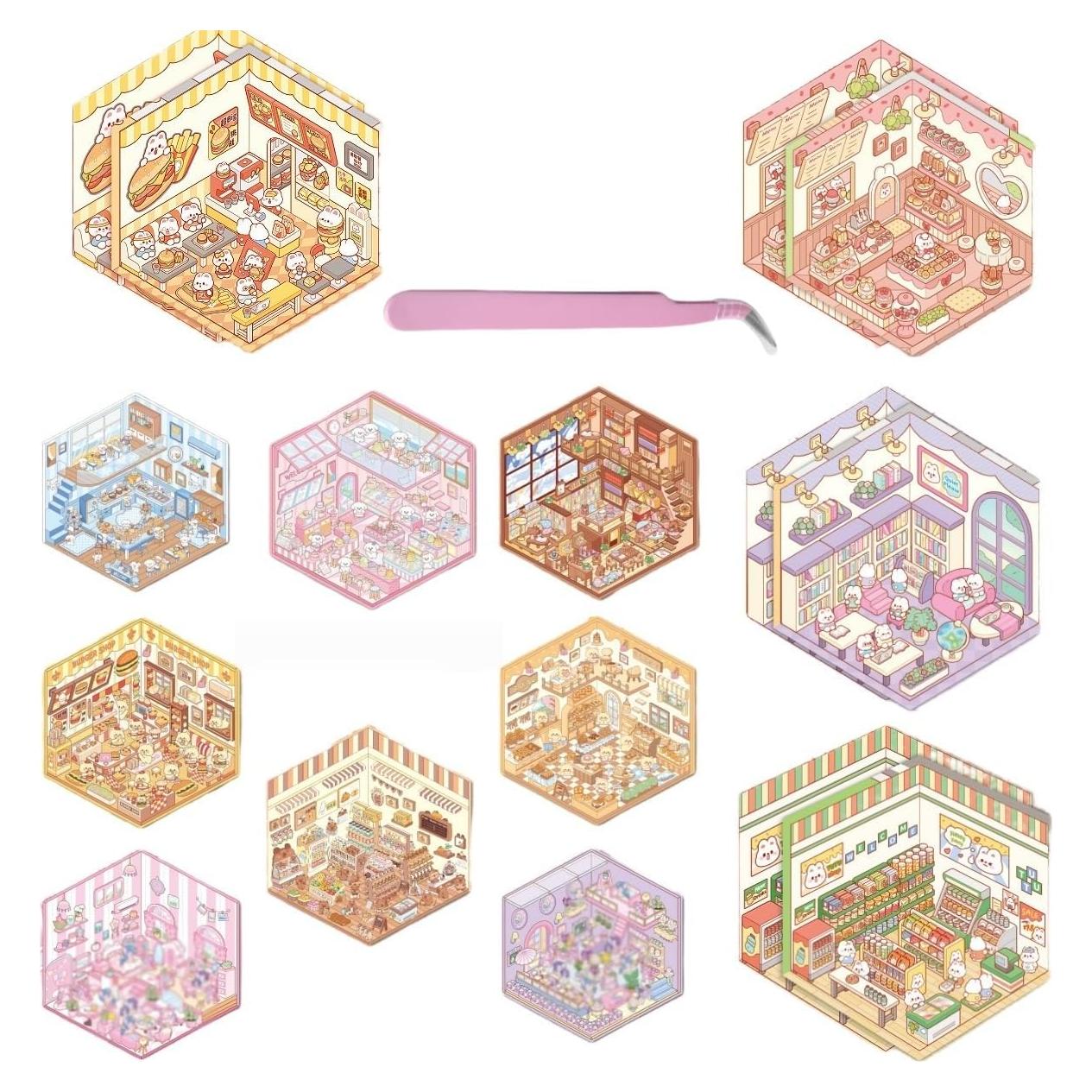 12 Sets de Pegatinas 3D DIY de Casa Affoto - Manualidades Creativas