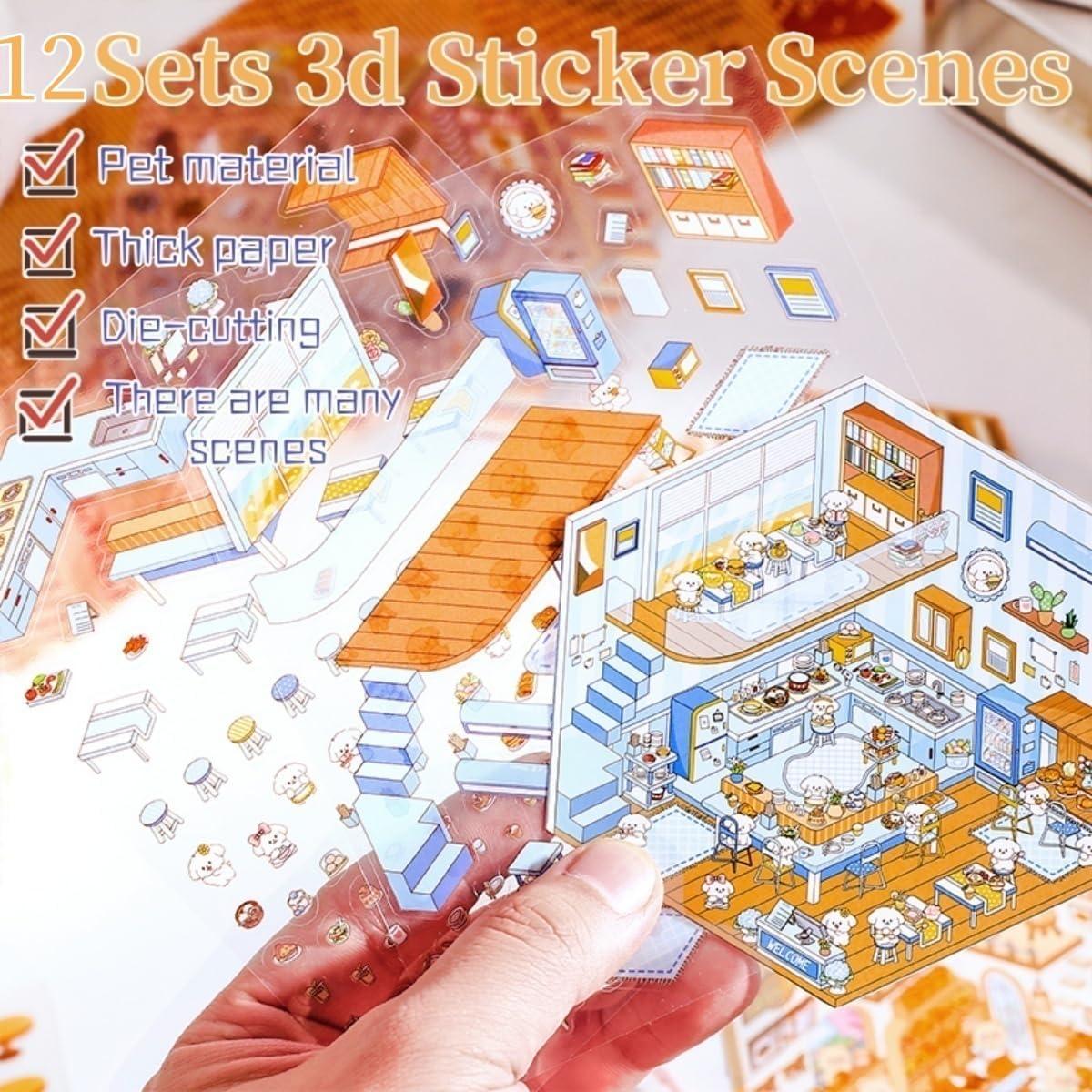 12 Sets de Pegatinas 3D DIY de Casa Affoto - Manualidades Creativas