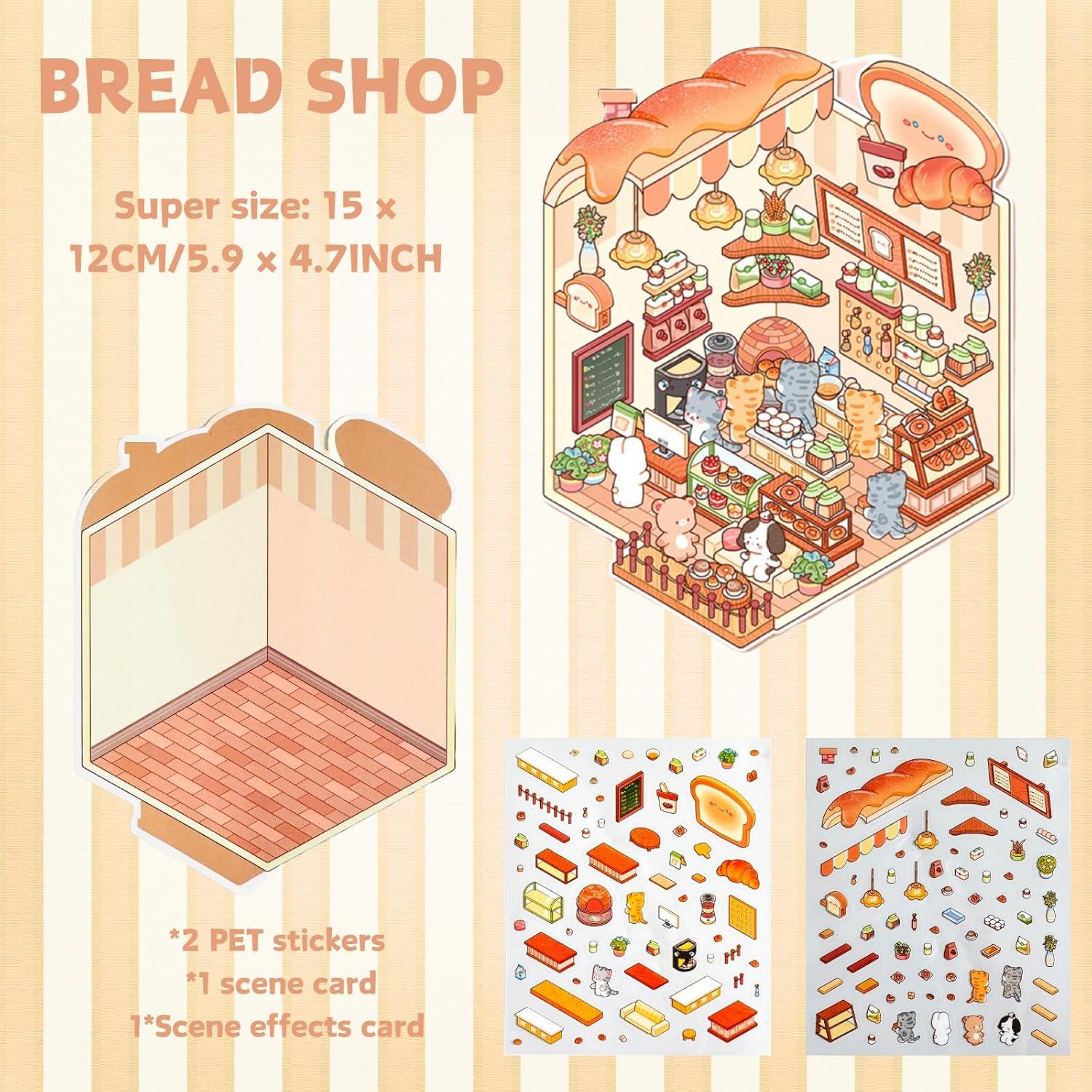 Set de Stickers 3D DIY Genérico - 8 Etiquetas de Escena Miniatura