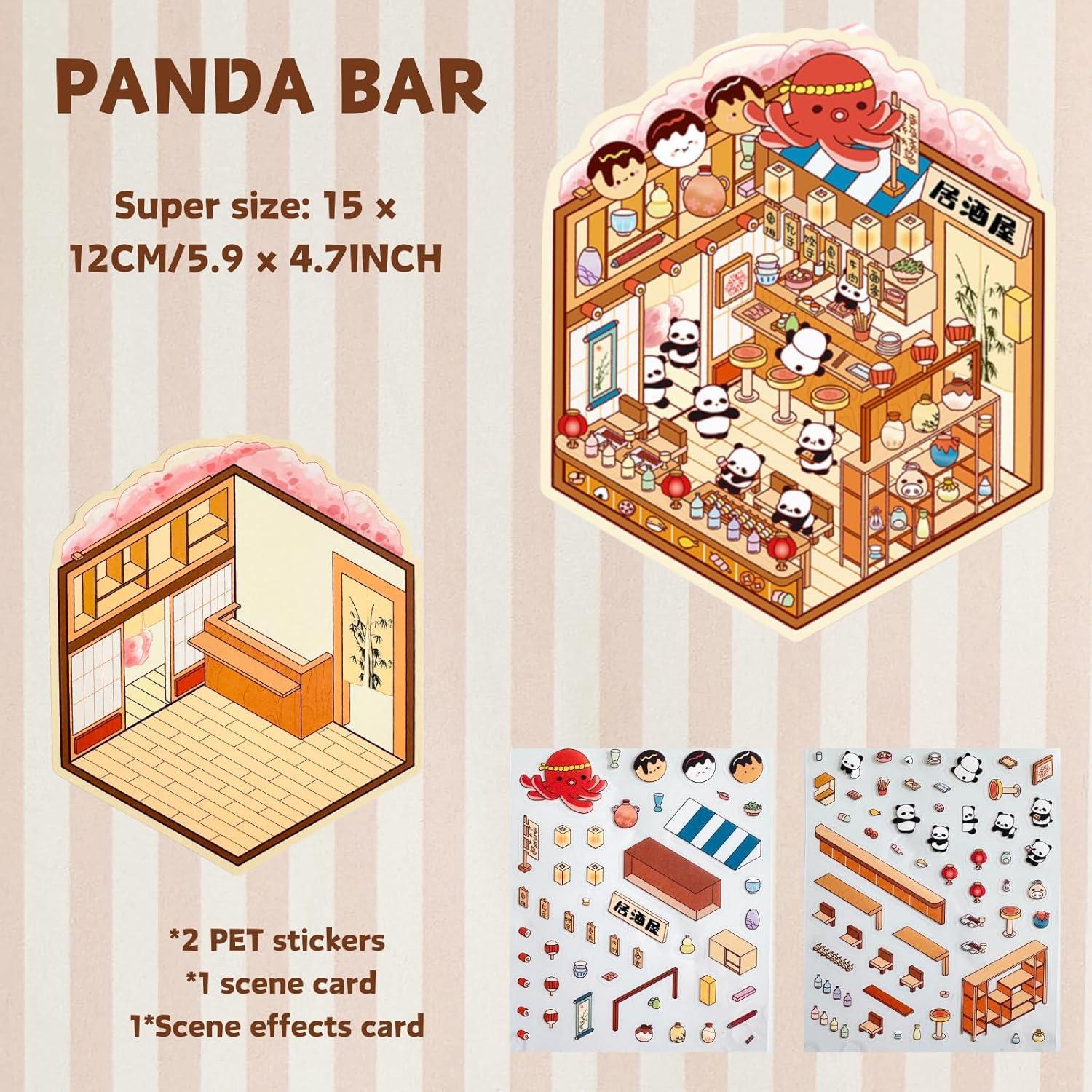 Set de Stickers 3D DIY Genérico - 8 Etiquetas de Escena Miniatura