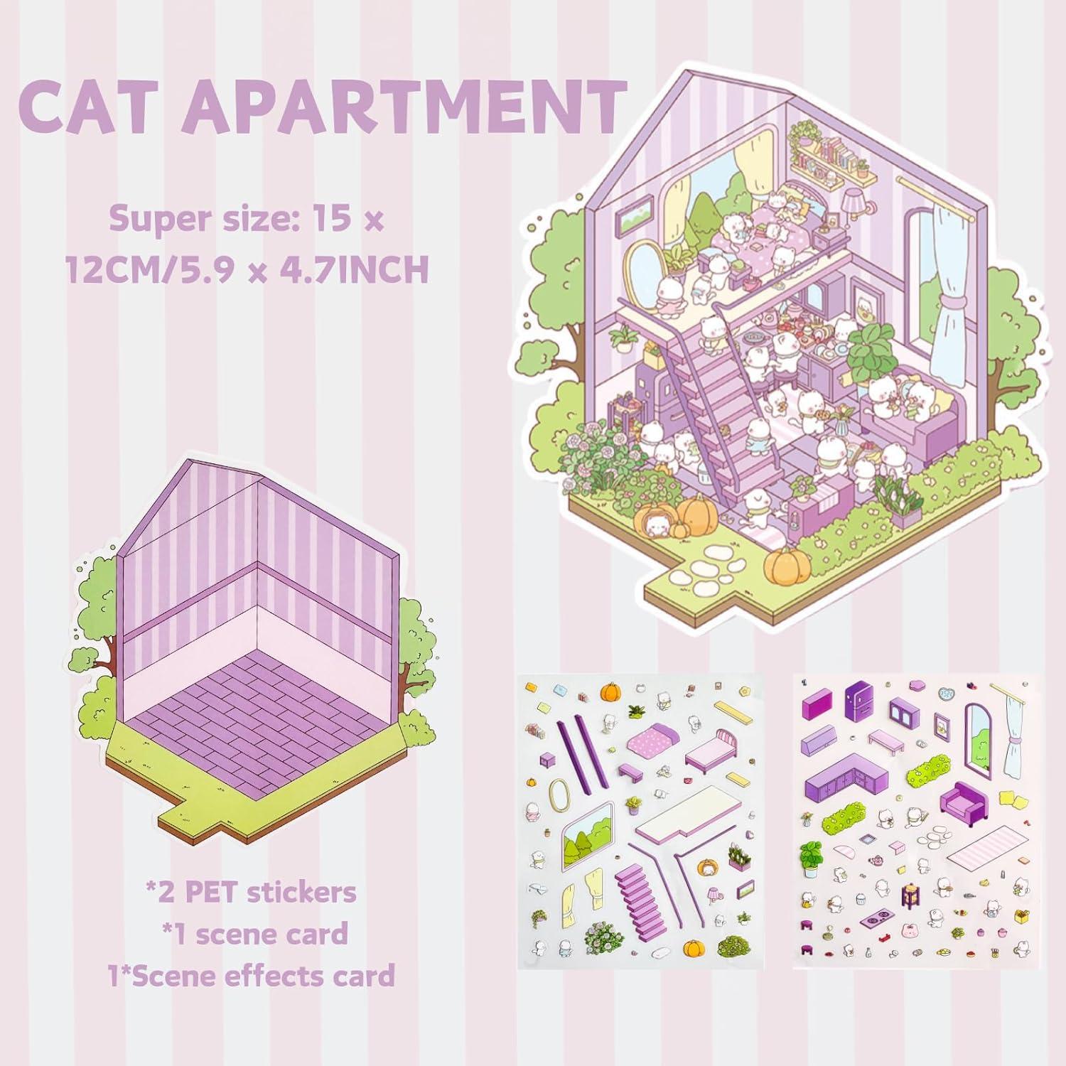 Set de Stickers 3D DIY Genérico - 8 Etiquetas de Escena Miniatura