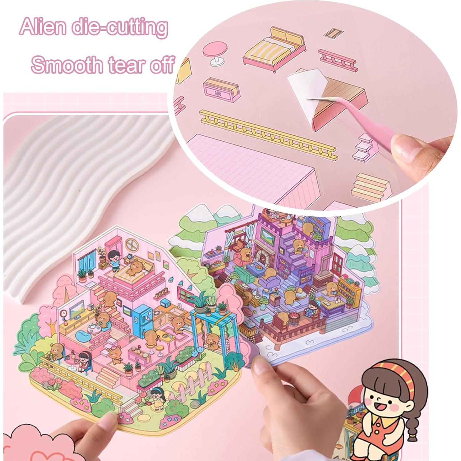 Pegatinas 3D DIY Naterly - 4 Juegos de Escenas Caricatura