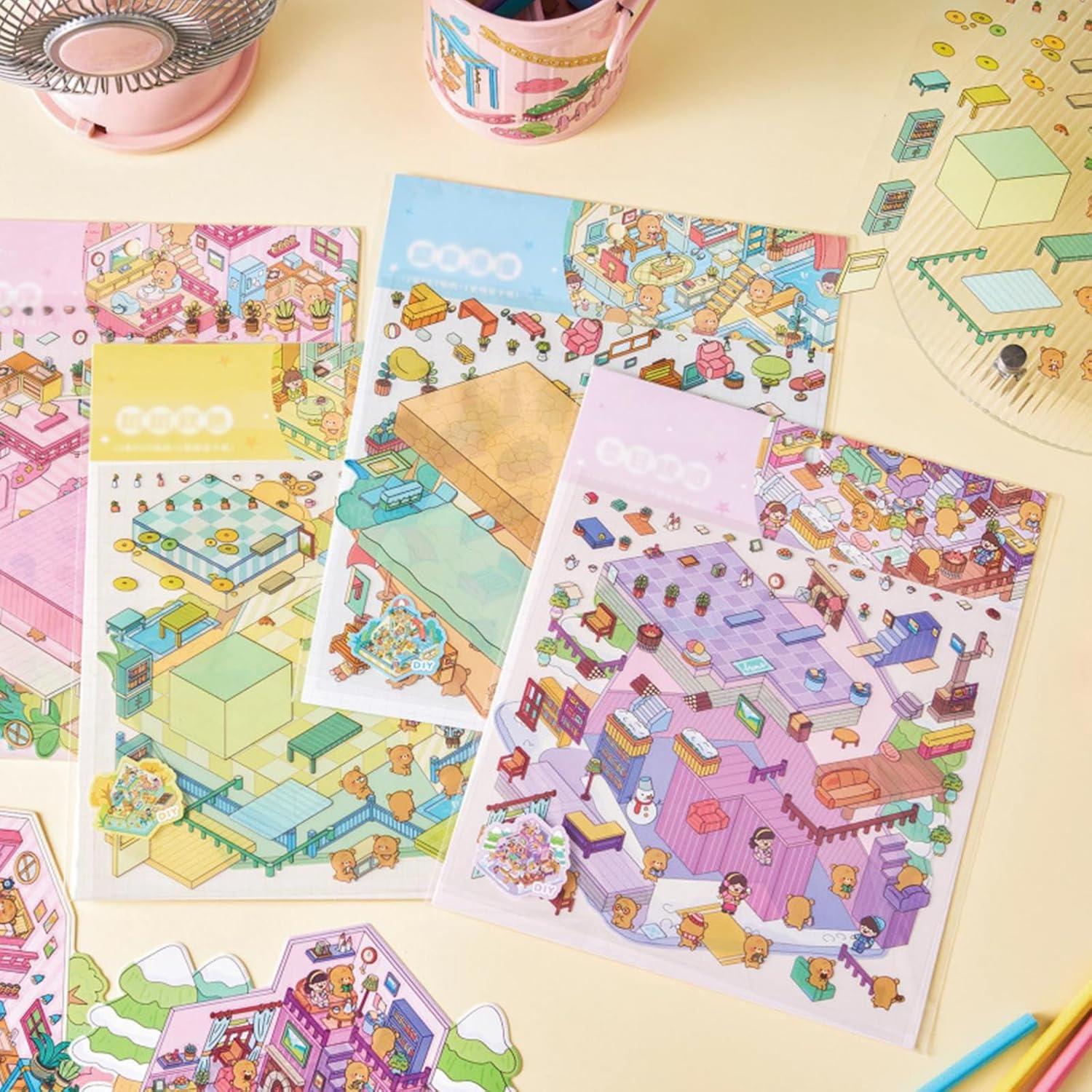 Pegatinas 3D DIY Naterly - 4 Juegos de Escenas Caricatura