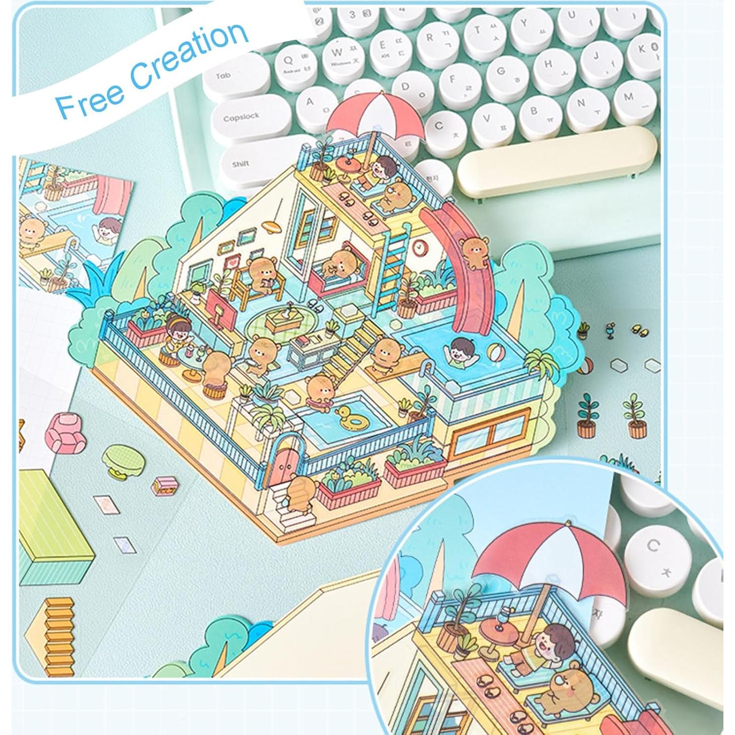 Pegatinas 3D DIY Naterly - 4 Juegos de Escenas Caricatura