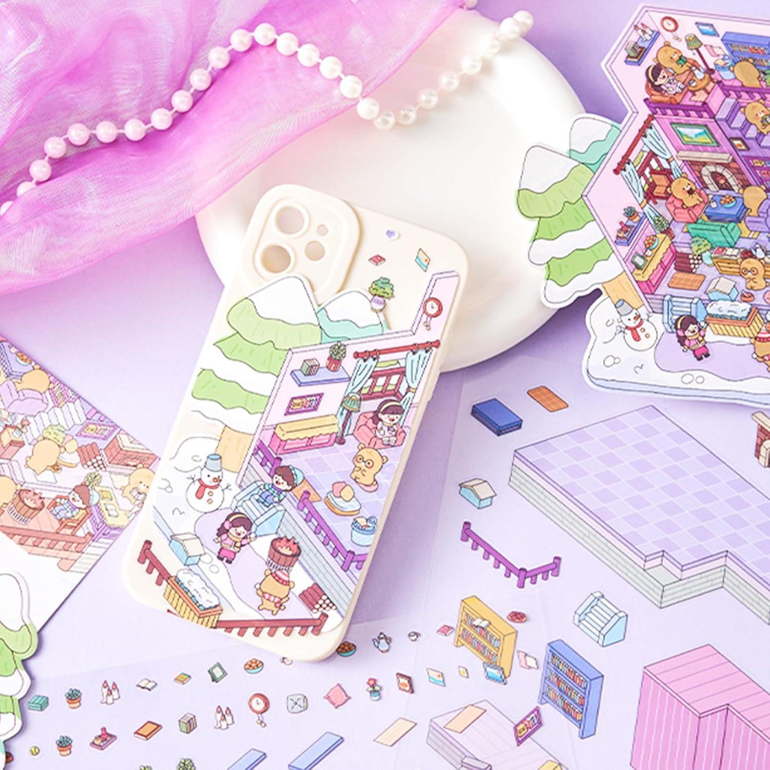 Pegatinas 3D DIY Naterly - 4 Juegos de Escenas Caricatura