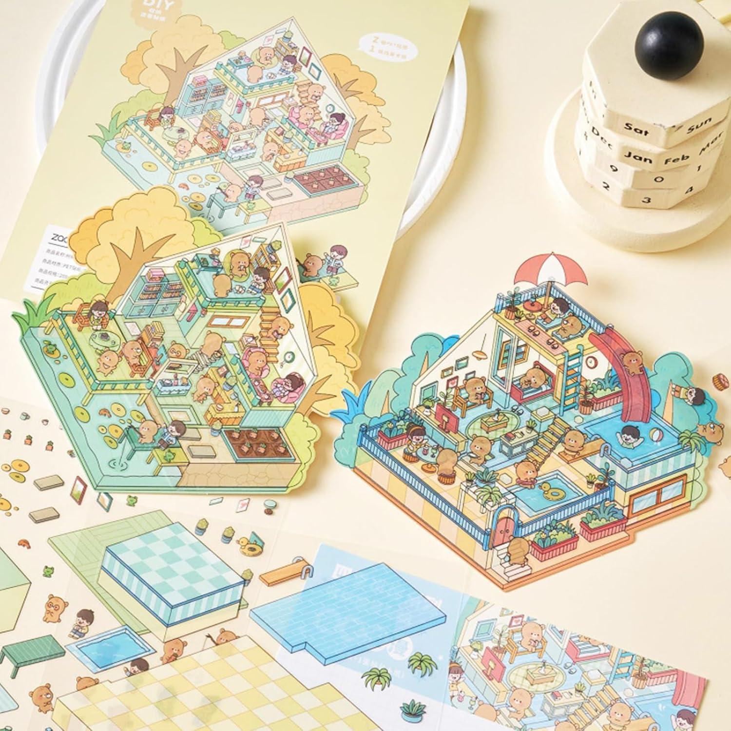 Pegatinas 3D DIY Naterly - 4 Juegos de Escenas Caricatura