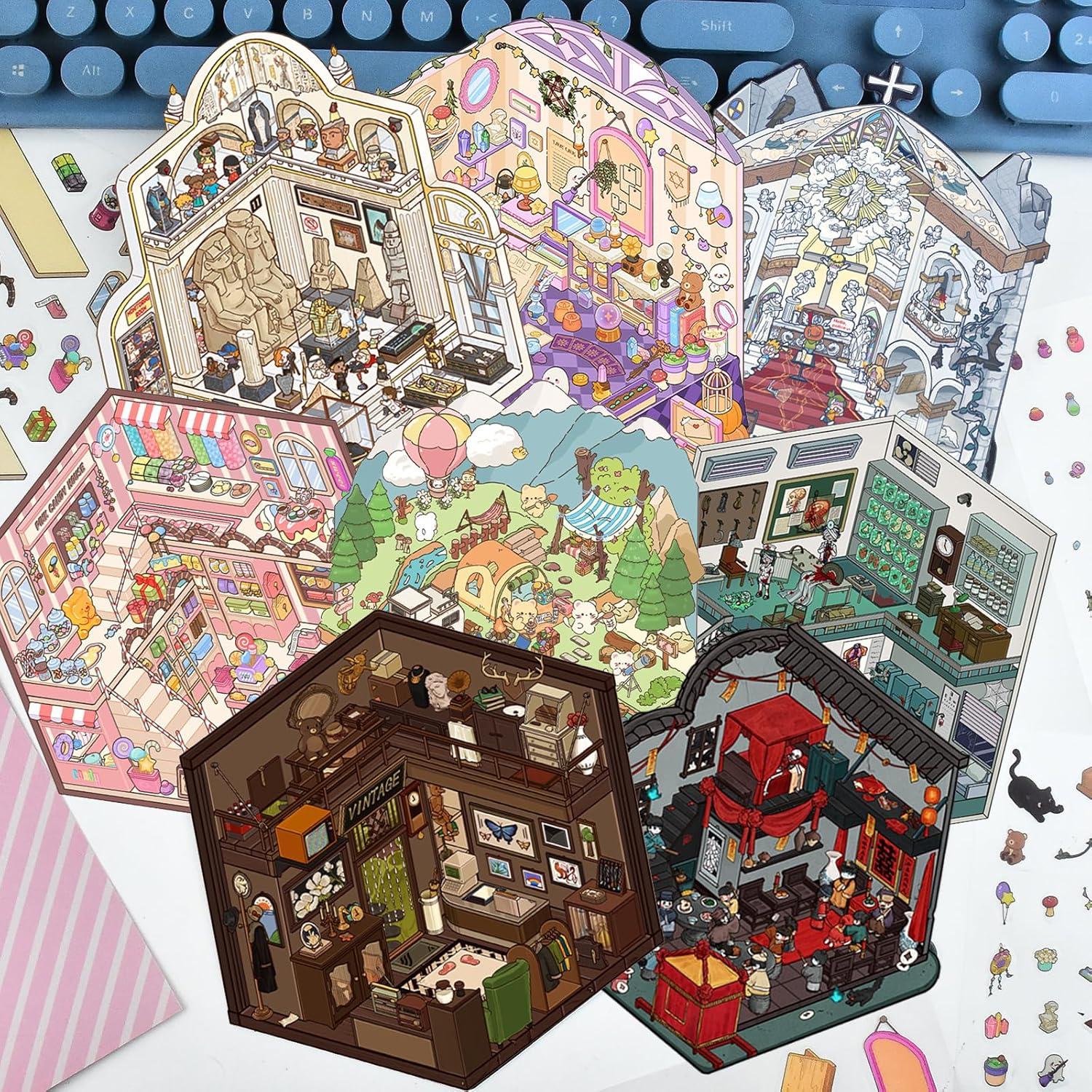 8 Juegos de Pegatinas 3D DIY HOMICO para Crear Escenas Miniatura