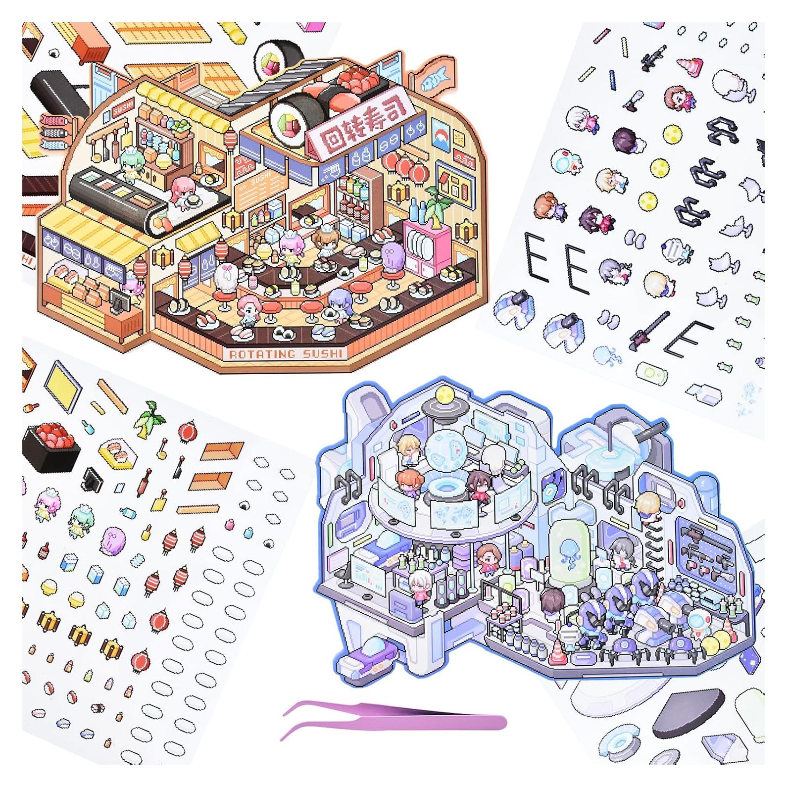 Set de Etiquetas 3D Miniatura HOMICO - Restaurante y Espacial