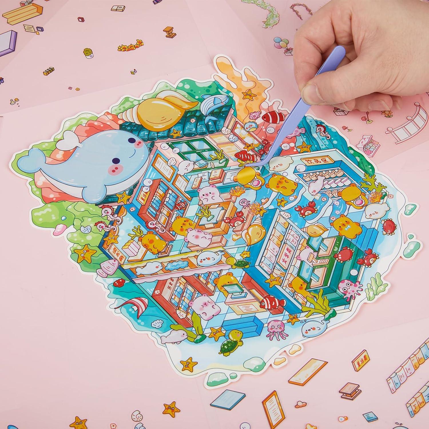 4 Sets Etiquetas 3D DIY VAIOZXE - Escenas Animales Creativas