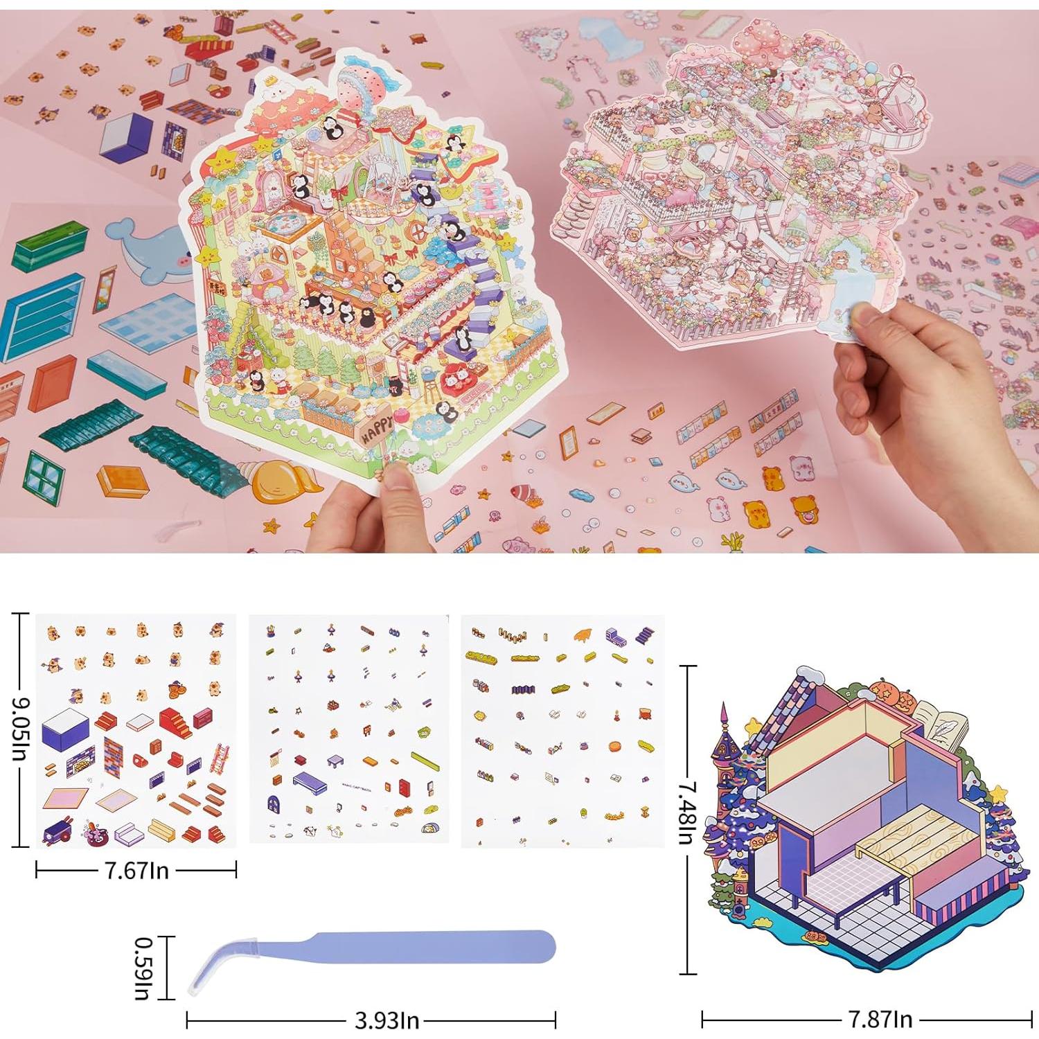 4 Sets Etiquetas 3D DIY VAIOZXE - Escenas Animales Creativas