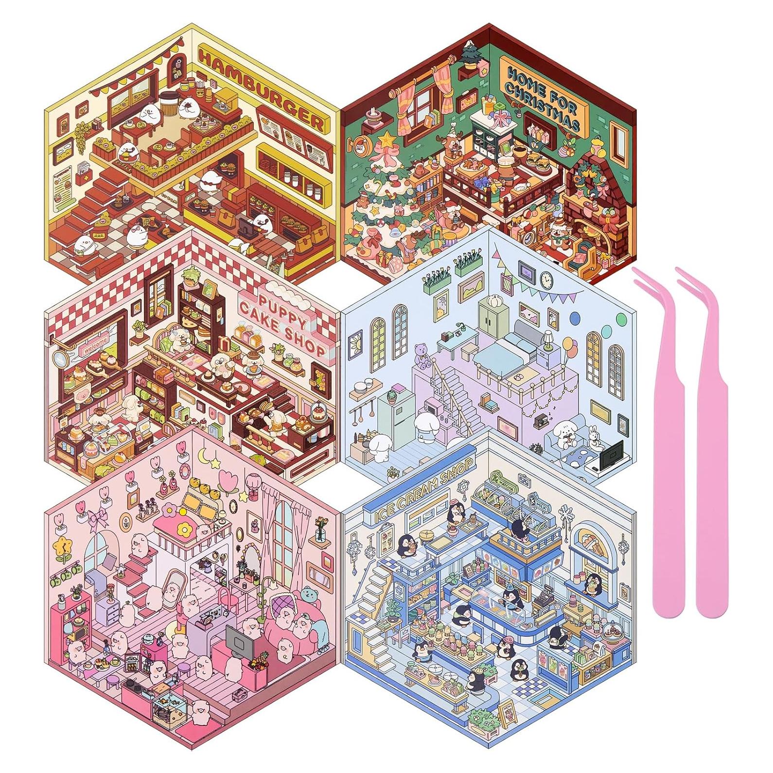 Conjunto de Pegatinas 3D JIXZEN para Crear Escenas Temáticas