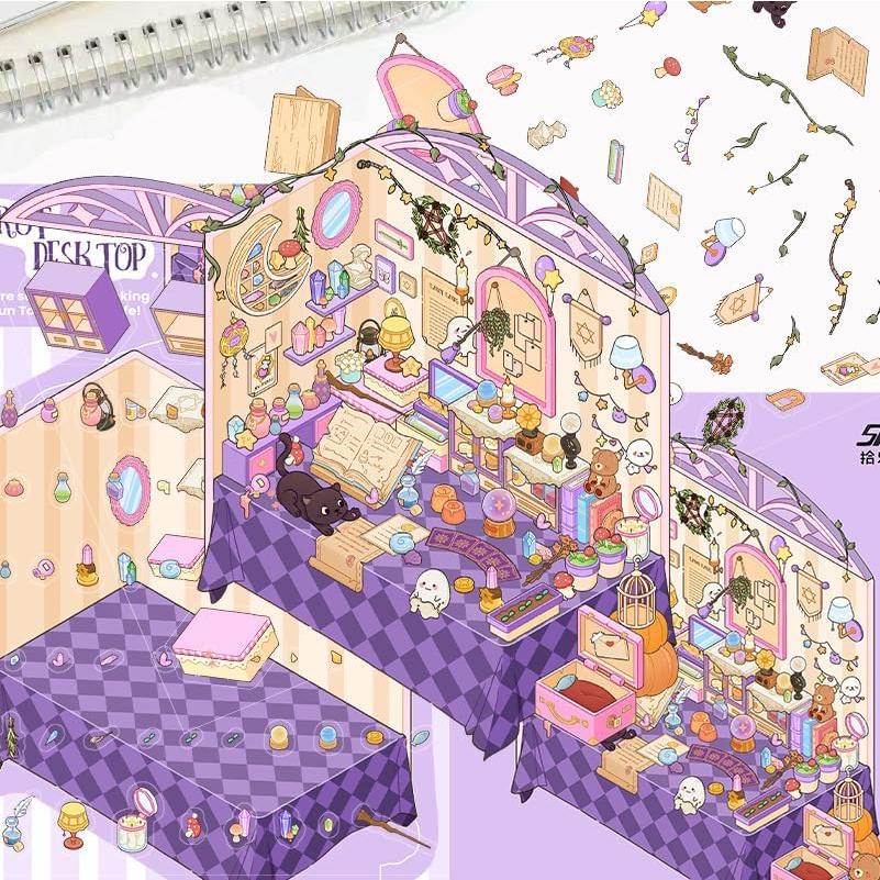 9 Juegos de Pegatinas 3D Atyeew para DIY - Escenas Mágicas