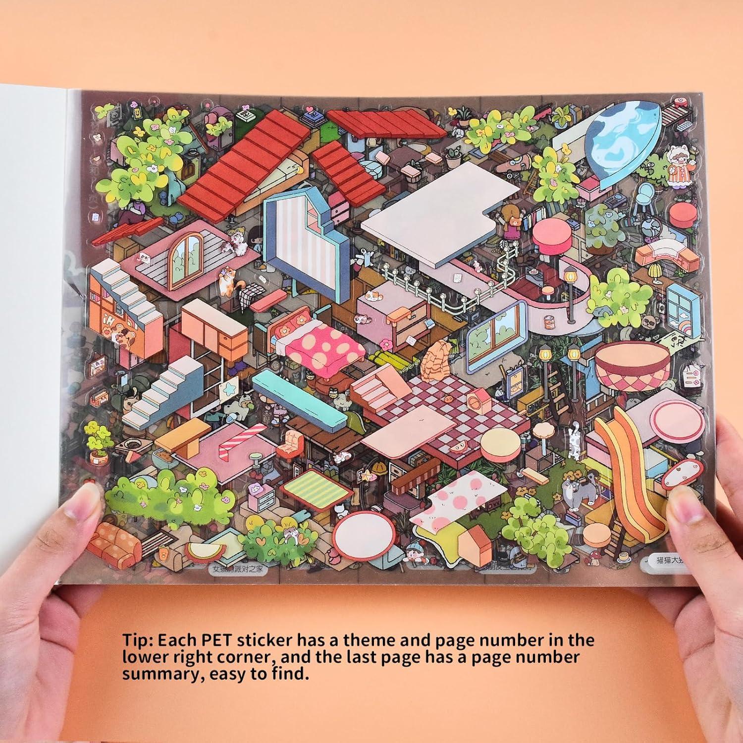 Libro de Pegatinas 3D DIY Casa Escena BROVITI - 6 Diseños