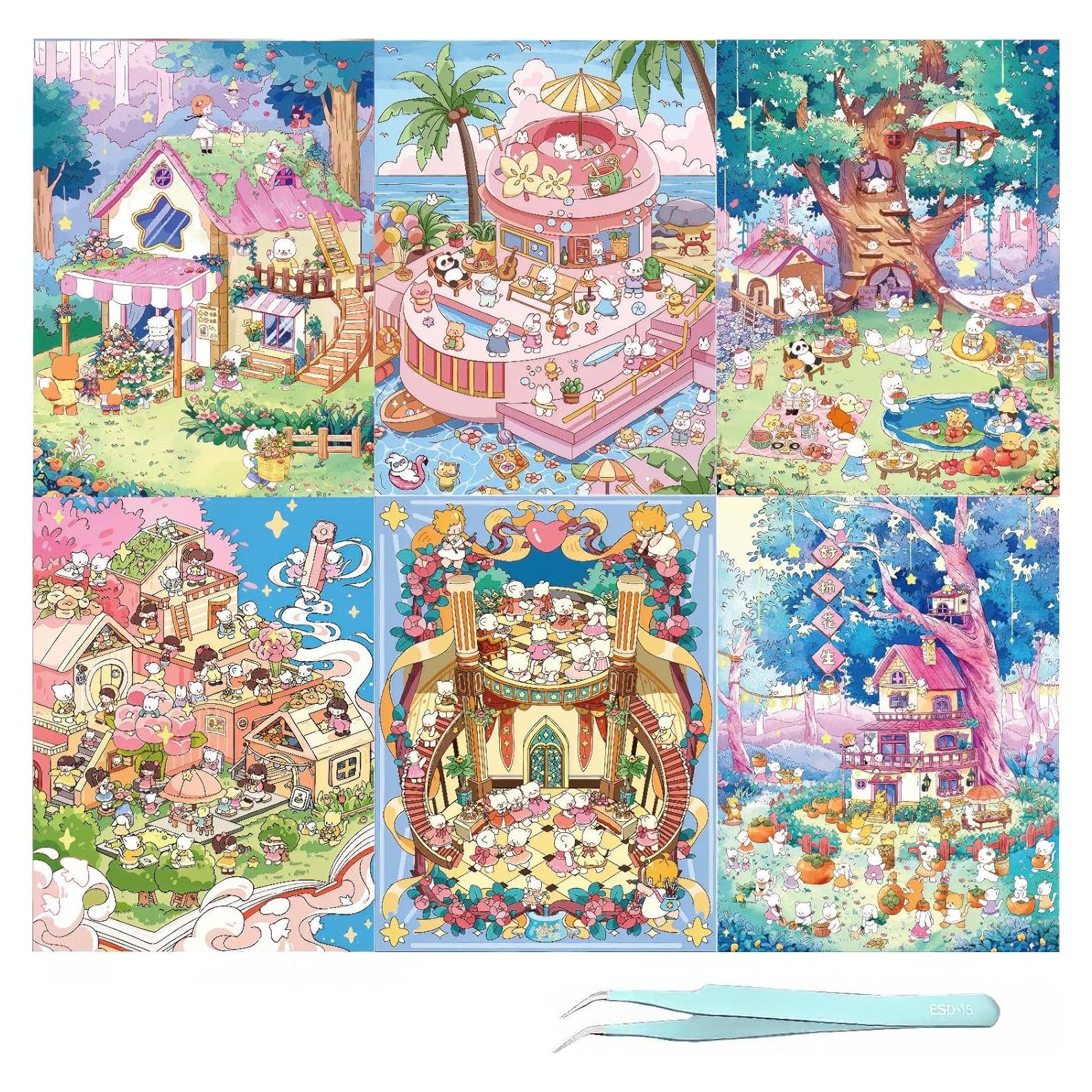 Kit de Manualidades Iooresbeul 3D DIY - 6 Escenas de Pegatinas