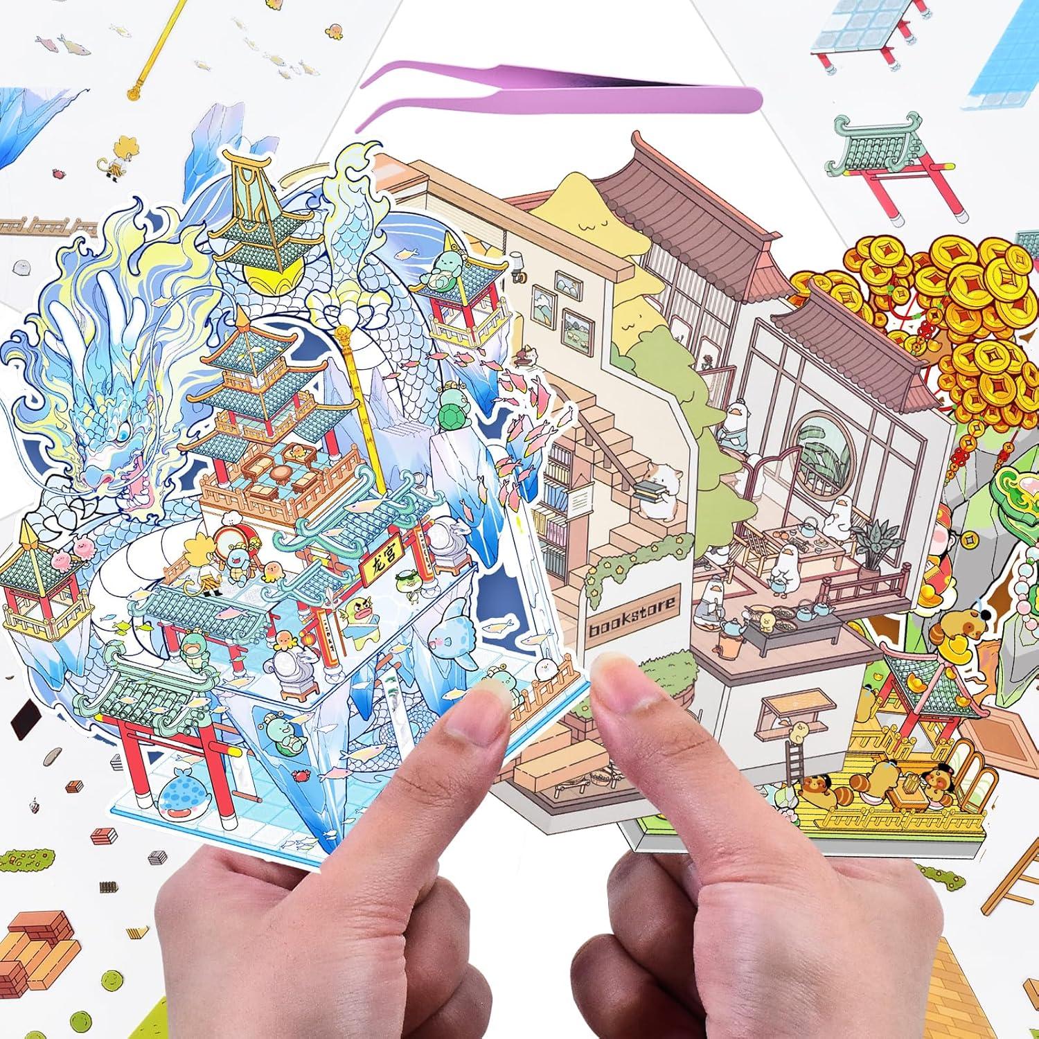 4 Sets Stickers 3D DIY Animales BROVITI para Mini Habitaciones