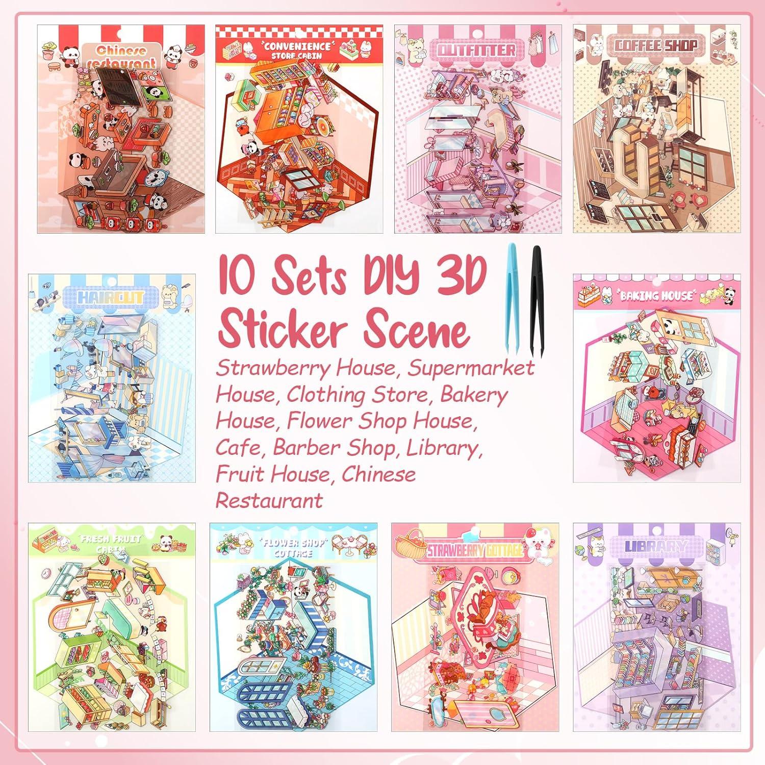 Kit de Stickers 3D DIY RoundFunny - 10 Escenas Creativas