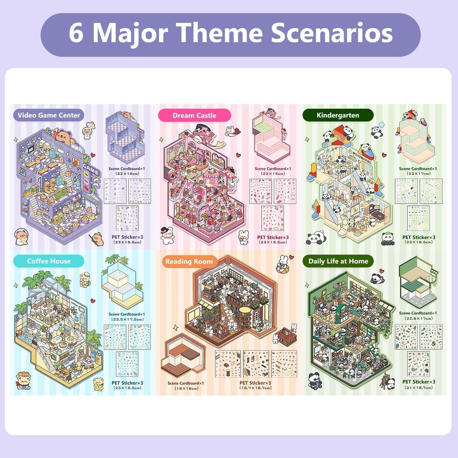 Conjunto de Pegatinas 3D MVRPOWER - 6 Escenas Reutilizables