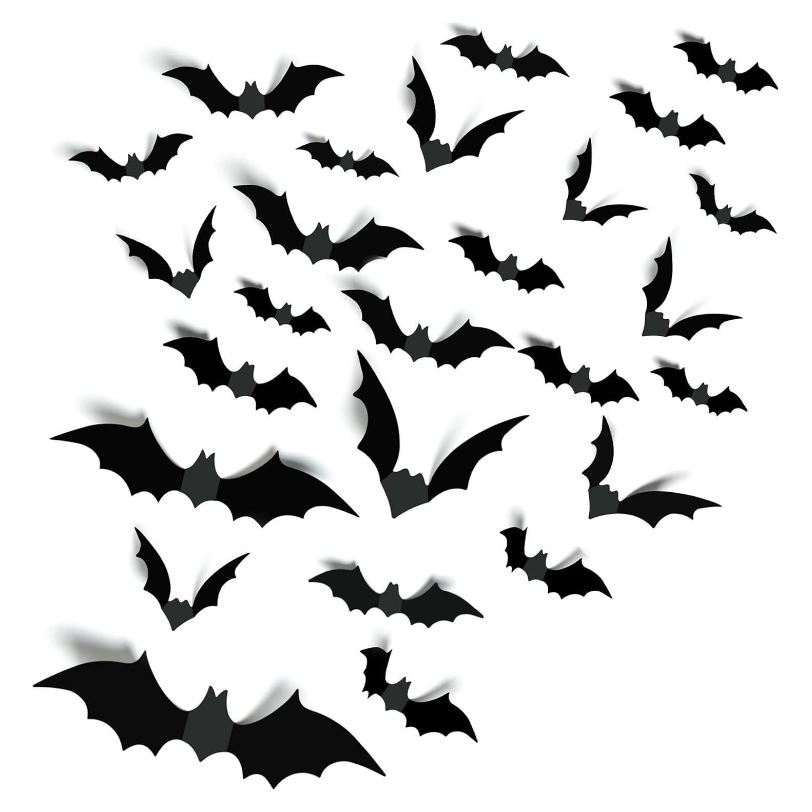 Decoraciones de Halloween 140PCS Murciélagos 3D PVC Reutilizables