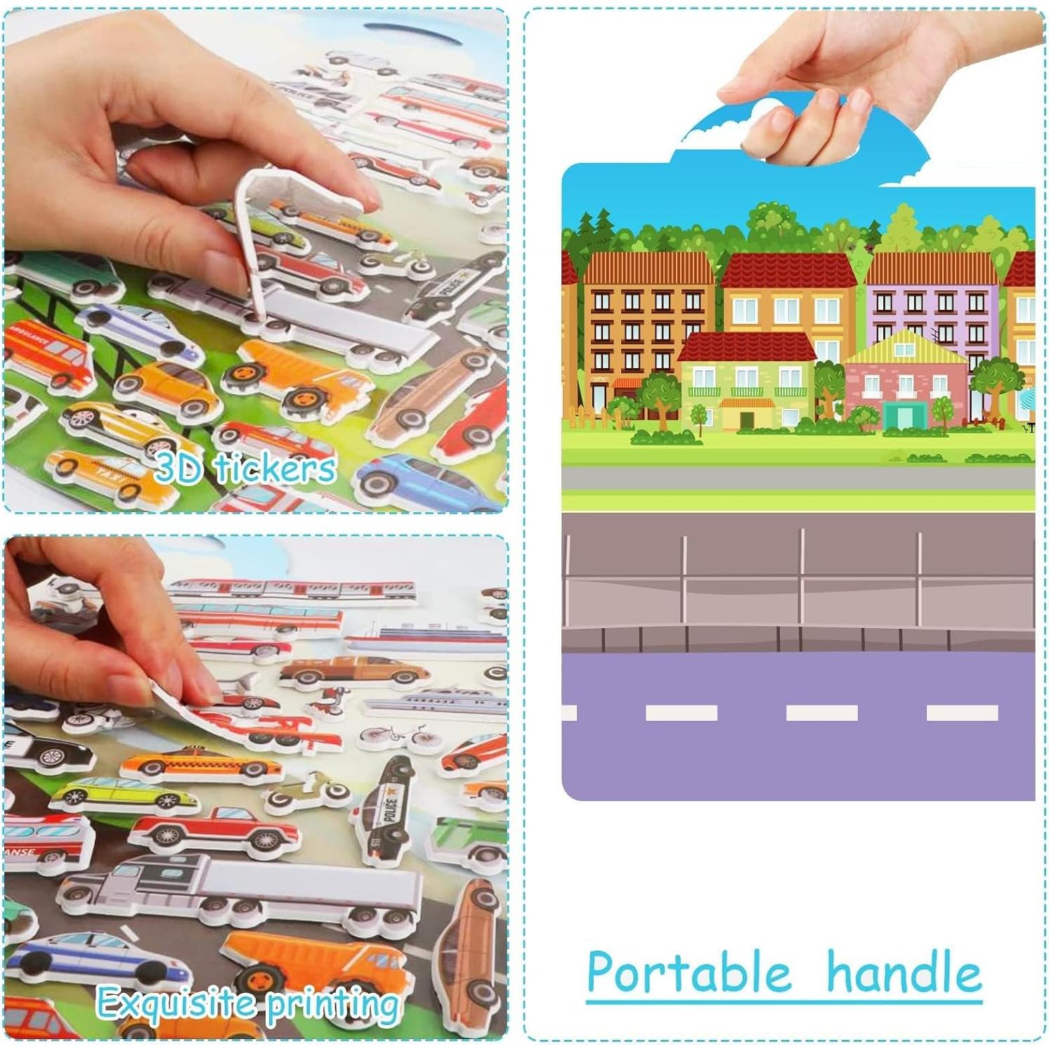 Juego de Stickers 3D de Transporte Tevxj - 100 Adhesivos Reutilizables