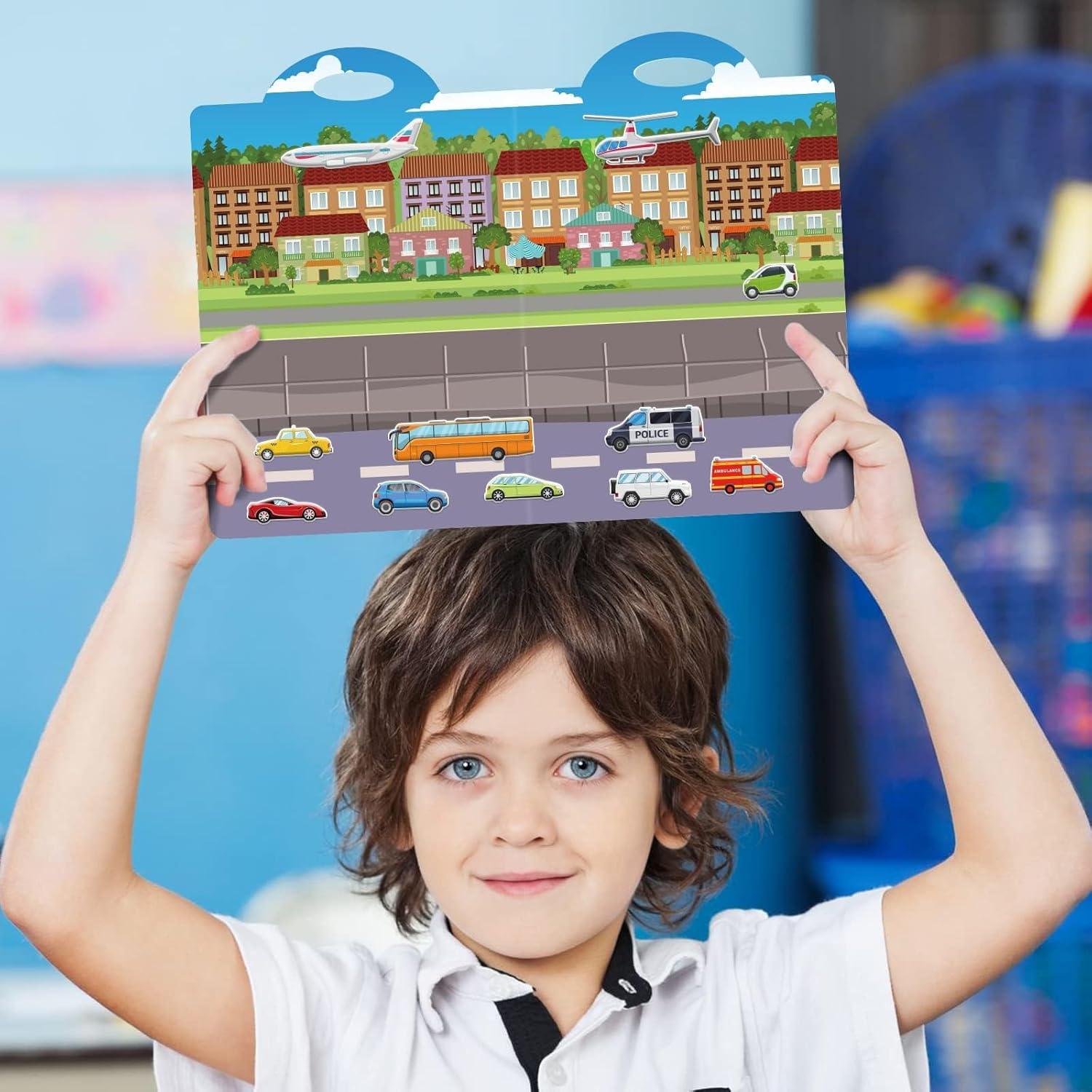 Juego de Stickers 3D de Transporte Tevxj - 100 Adhesivos Reutilizables