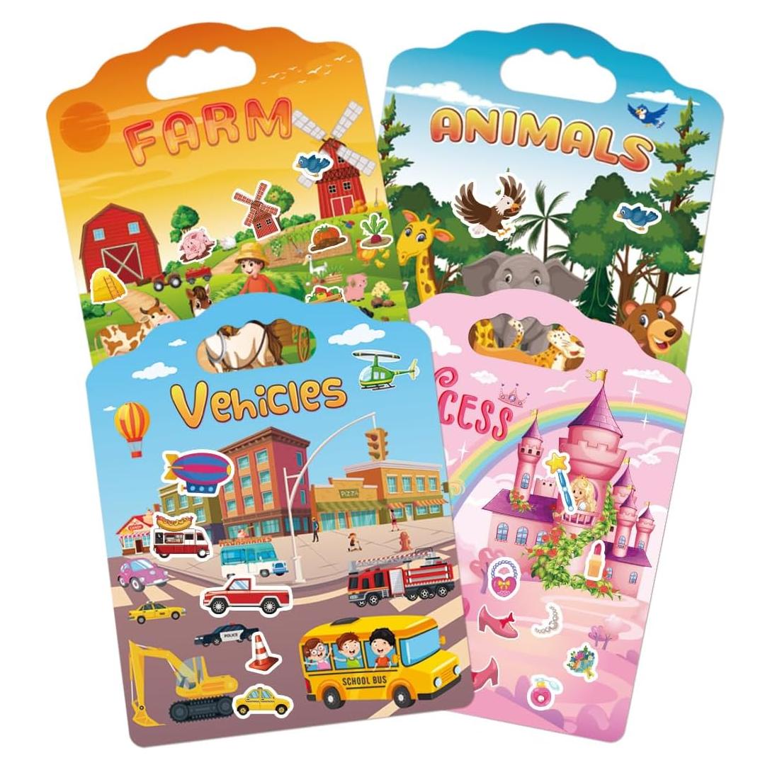 Conjunto de 4 Libros de Pegatinas Reutilizables SWARKOL