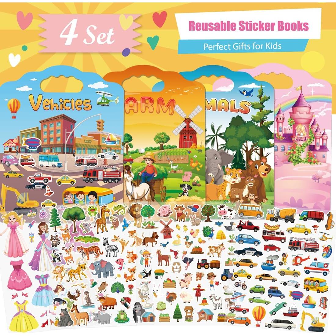 Conjunto de 4 Libros de Pegatinas Reutilizables SWARKOL