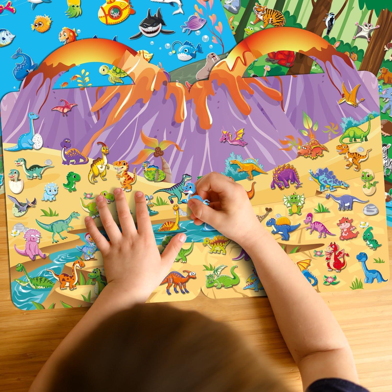 Paquete de 4 Libros de Calcomanías 3D Reutilizables Elfew