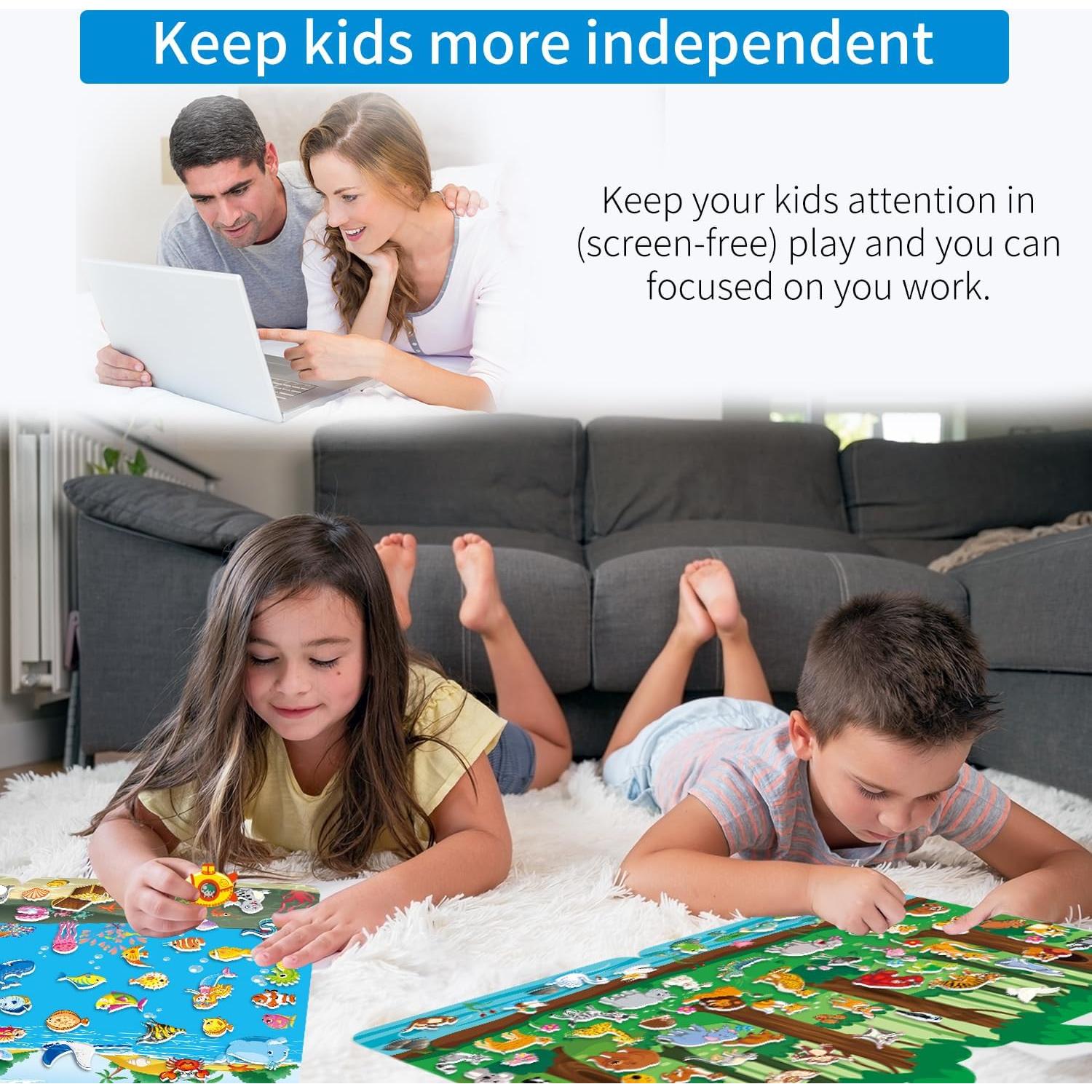 Paquete de 4 Libros de Calcomanías 3D Reutilizables Elfew