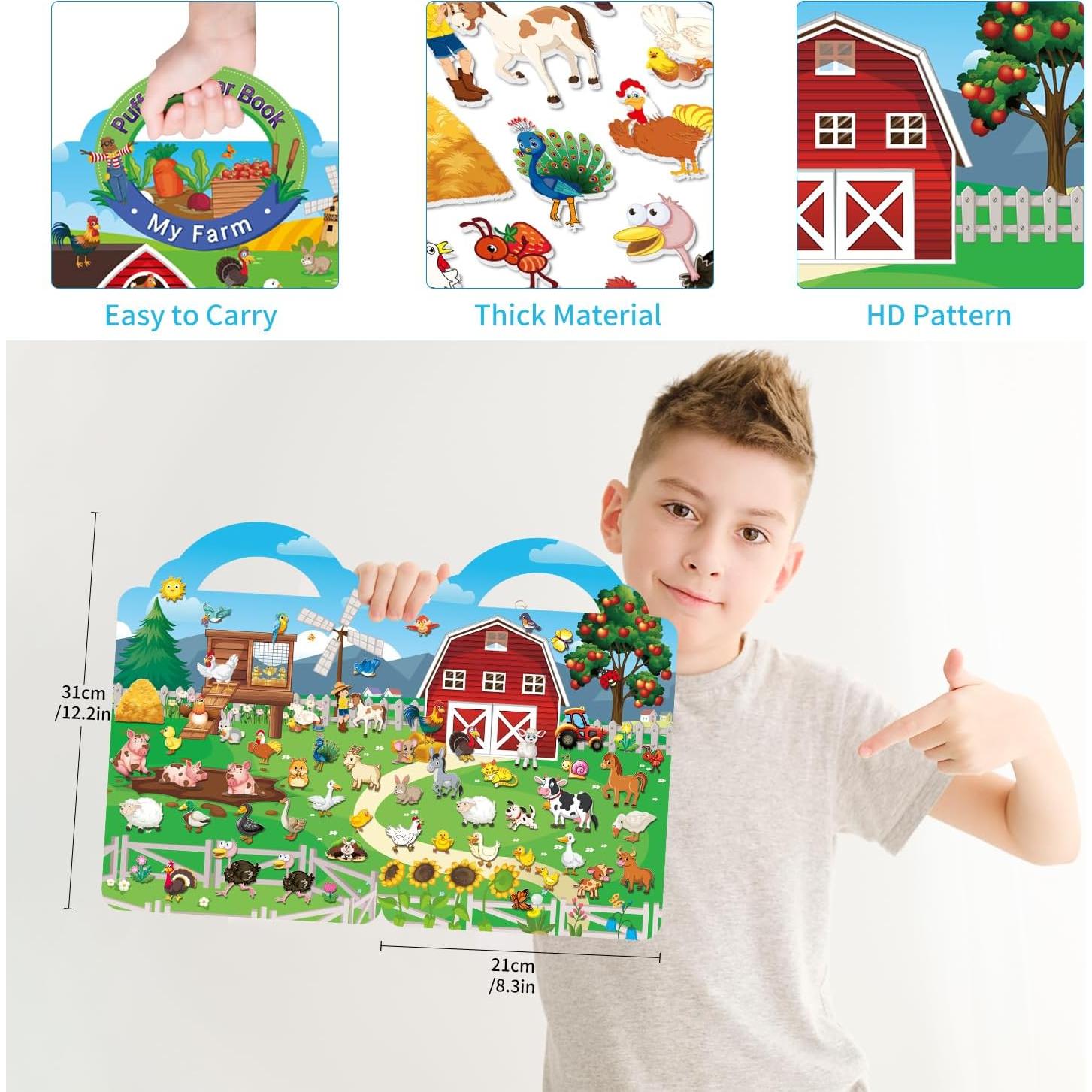 Paquete de 4 Libros de Calcomanías 3D Reutilizables Elfew