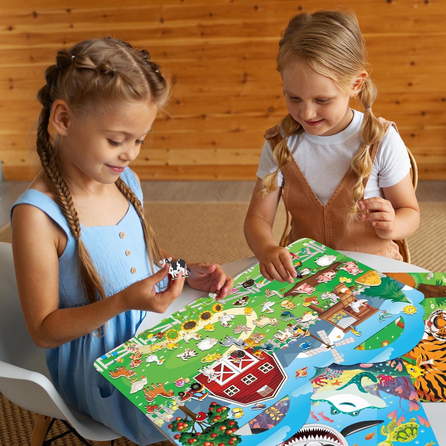 Paquete de 4 Libros de Calcomanías 3D Reutilizables Elfew