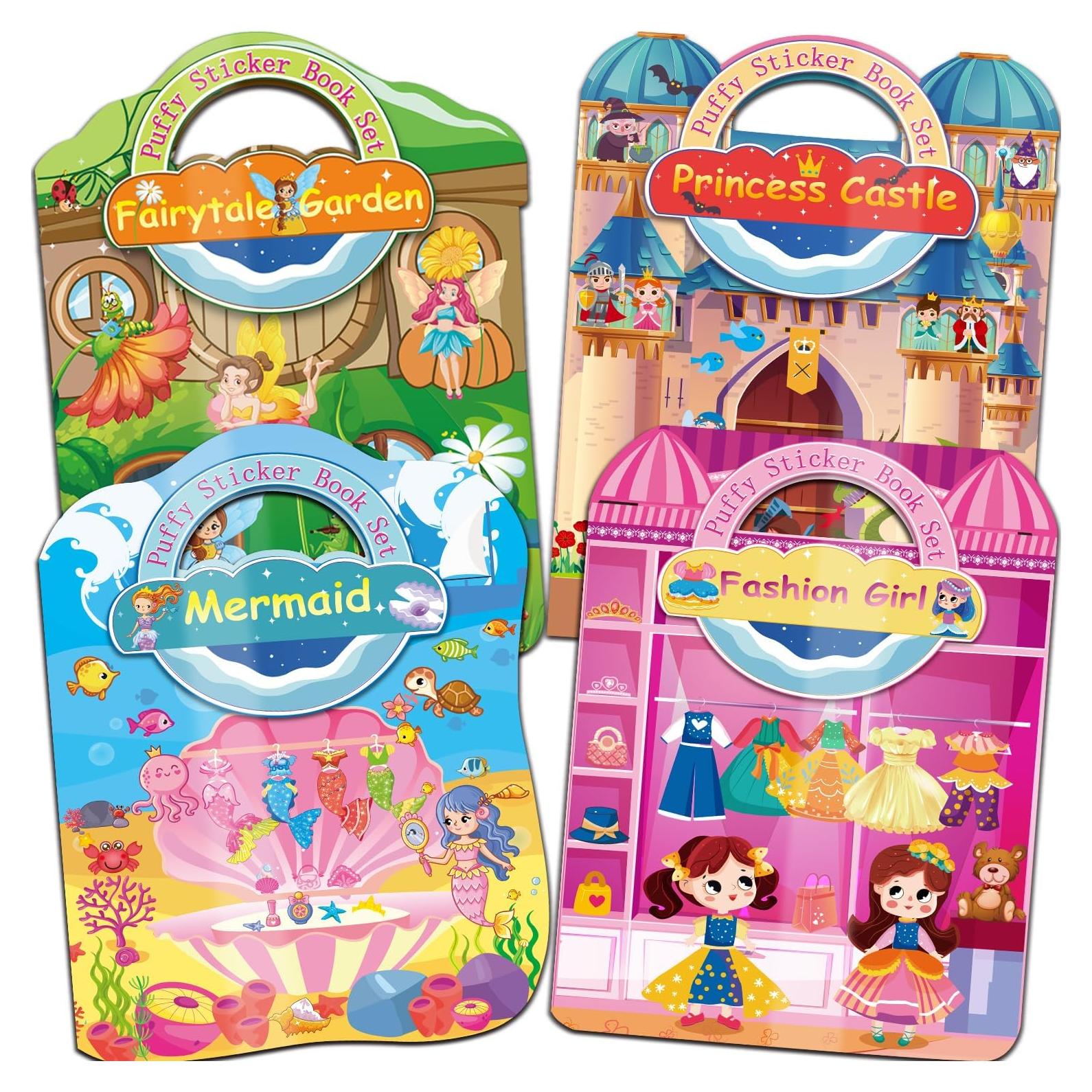 Libros de Pegatinas 3D Reutilizables Kalysky para Niñas 2-4 Años