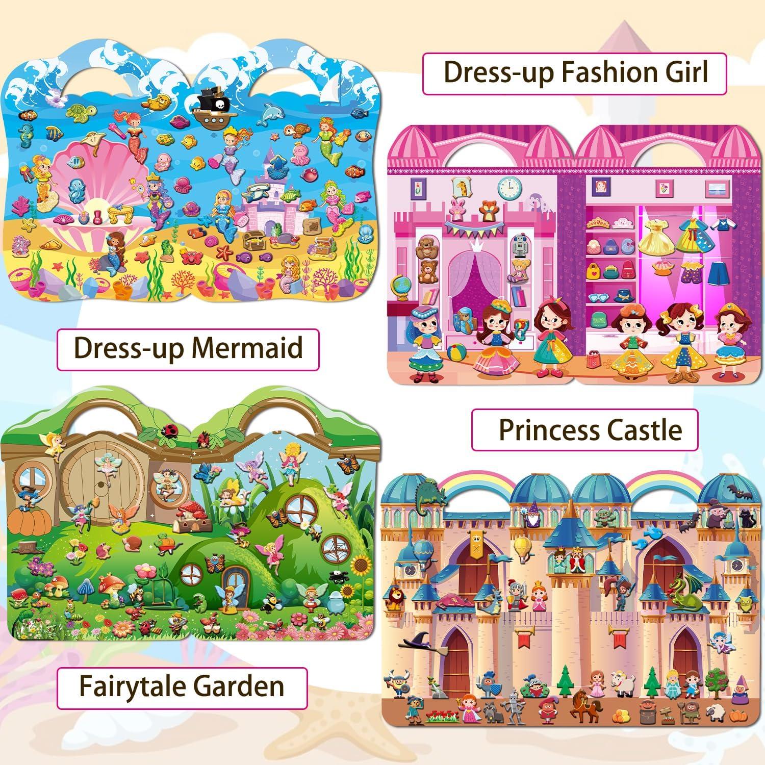 Libros de Pegatinas 3D Reutilizables Kalysky para Niñas 2-4 Años