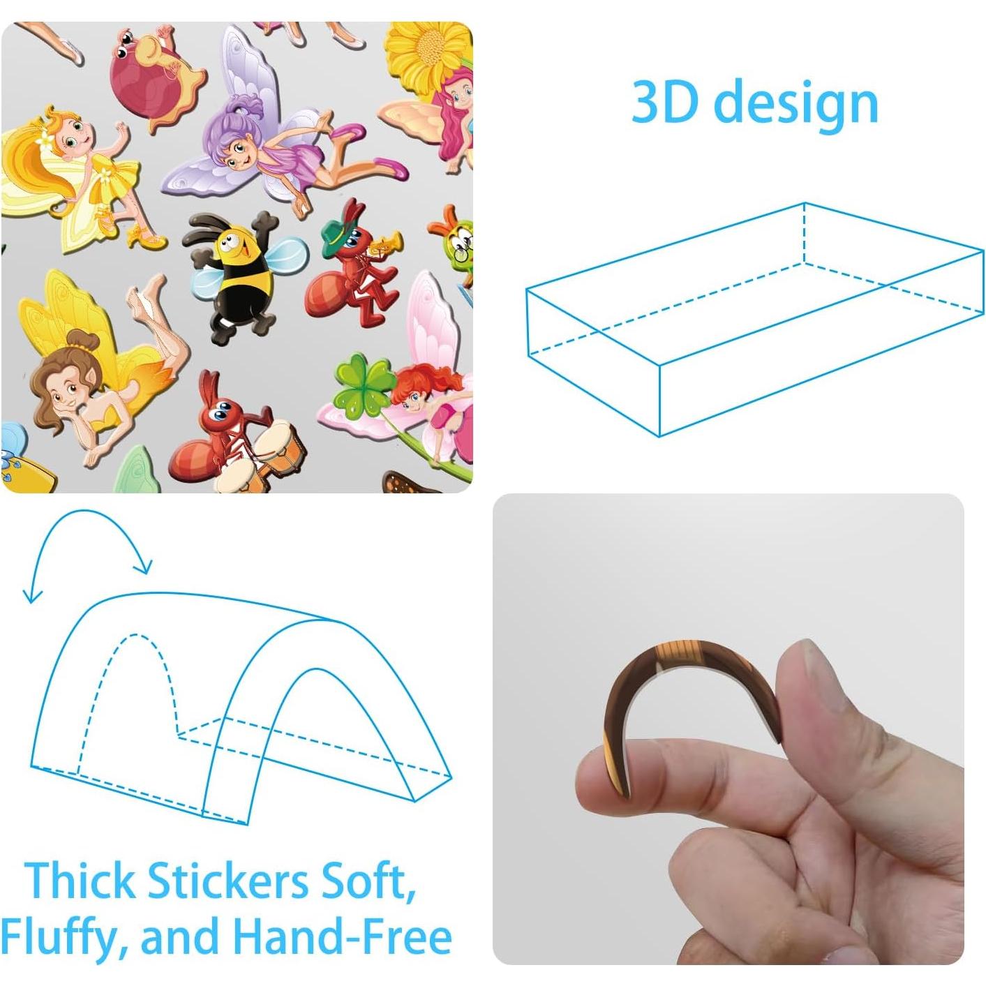 Libros de Pegatinas 3D Reutilizables Kalysky para Niñas 2-4 Años