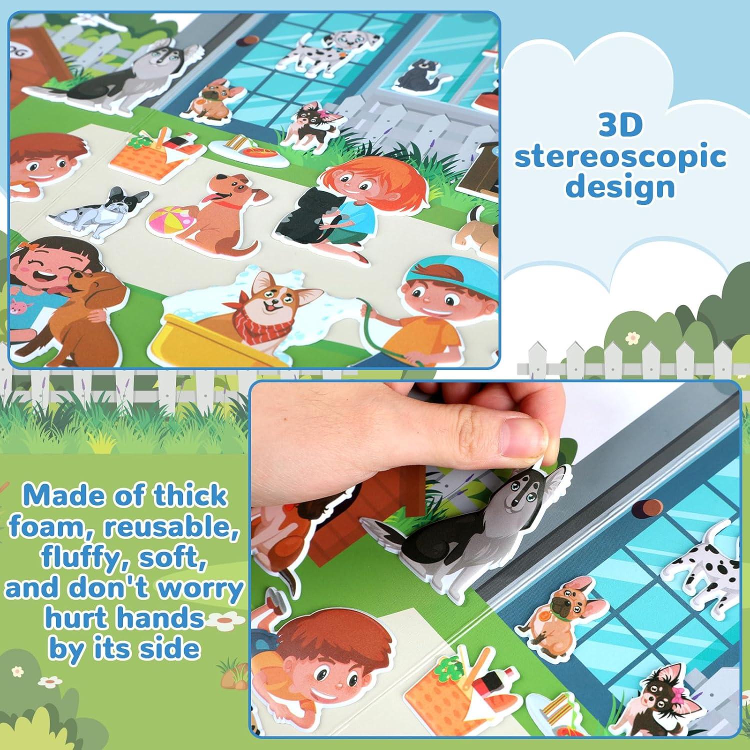 Libro de Actividades 3D ZOIIWA - Stickers Reutilizables de Perros