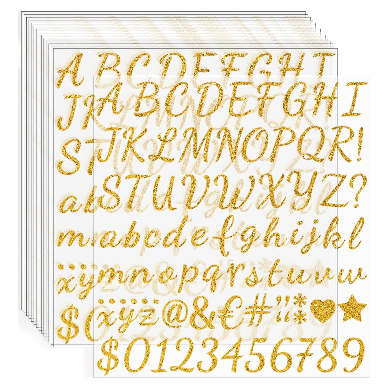 1245 Etiquetas de Letras Doradas Huimdery Autoadhesivas 1"