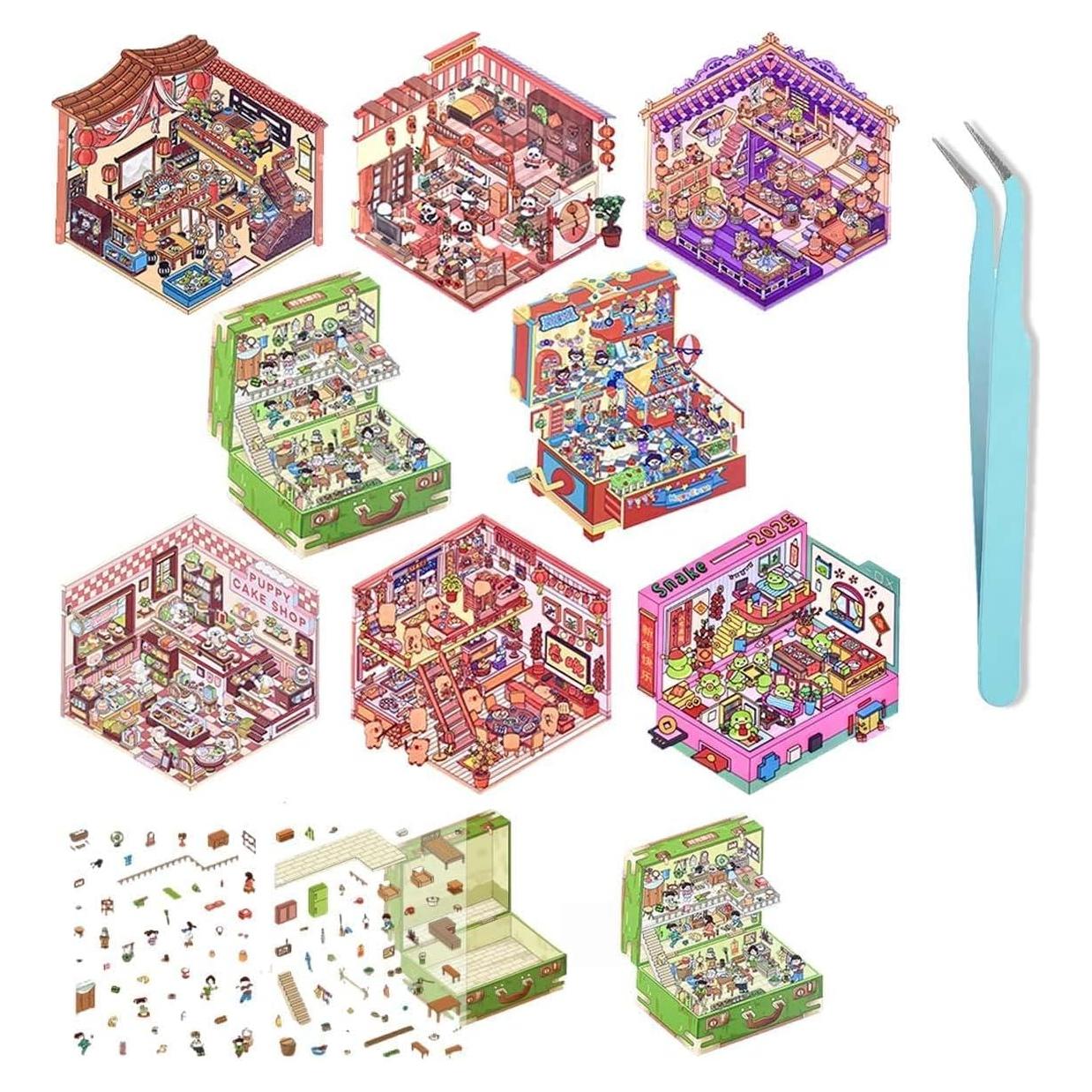 Stickers 3D DIY Maubbor - 8 Piezas Multicolor para Adultos