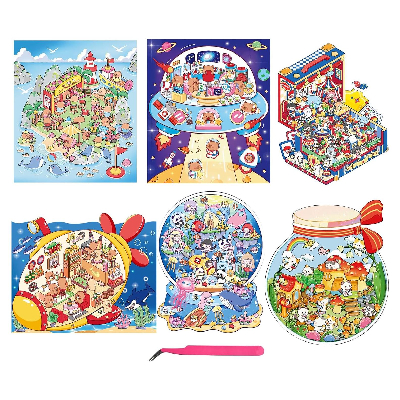 6 Sets de Etiquetas 3D Animales HOMICO para Mini Casa DIY