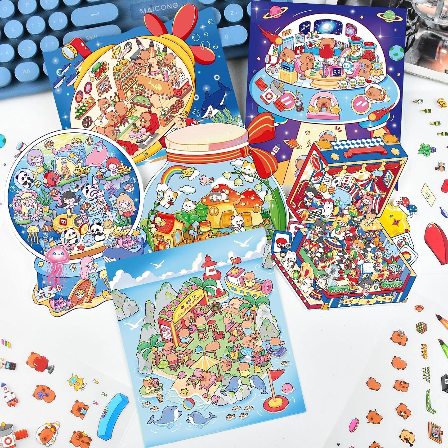 6 Sets de Etiquetas 3D Animales HOMICO para Mini Casa DIY